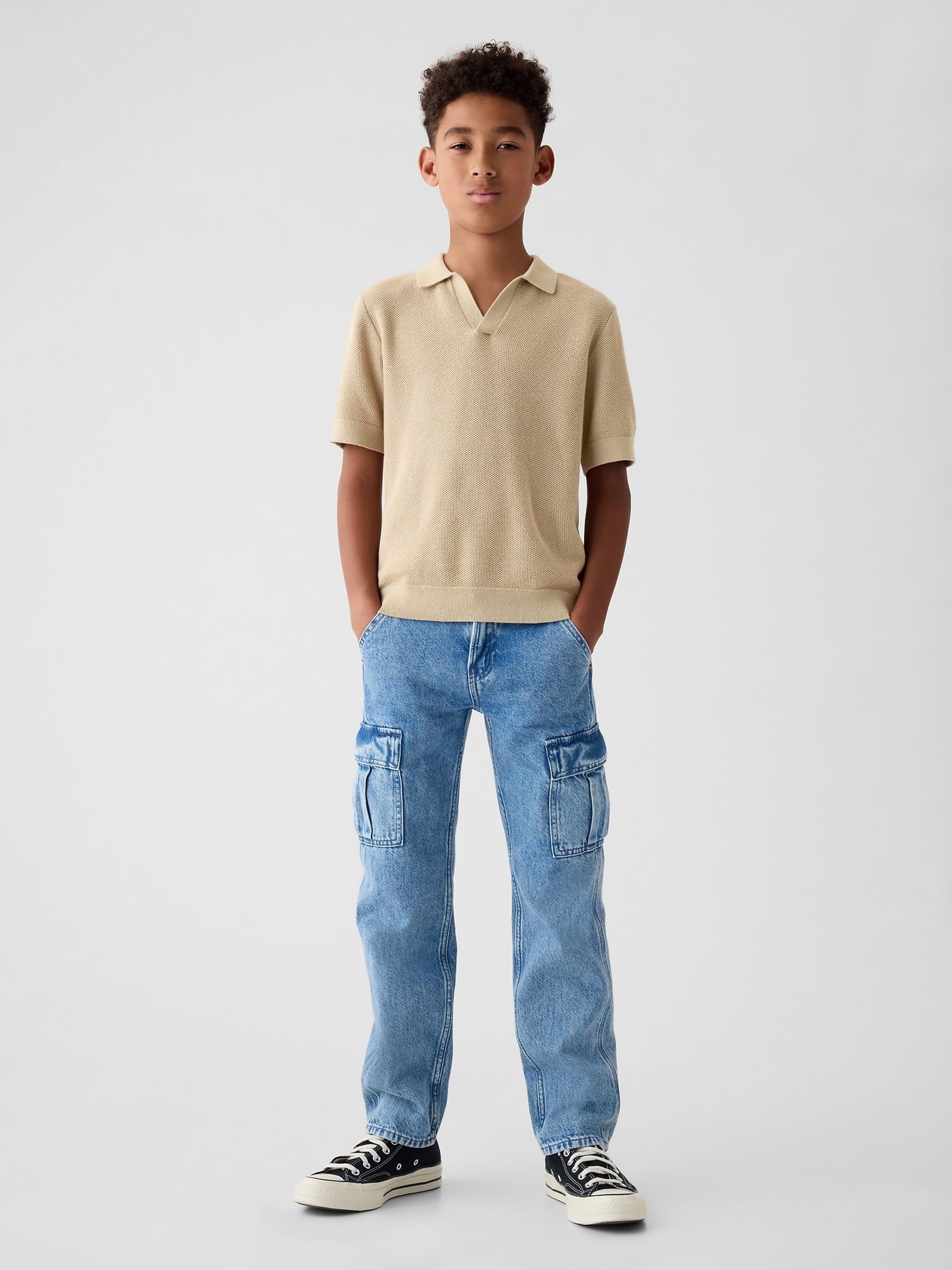 Beige Textured Polo Shirt (4-13yrs) - Image 3 of 5