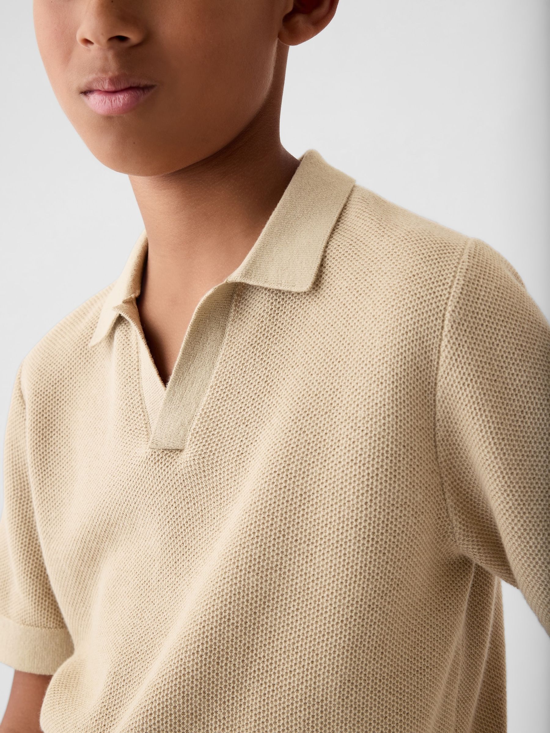 Beige Textured Polo Shirt (4-13yrs) - Image 4 of 5