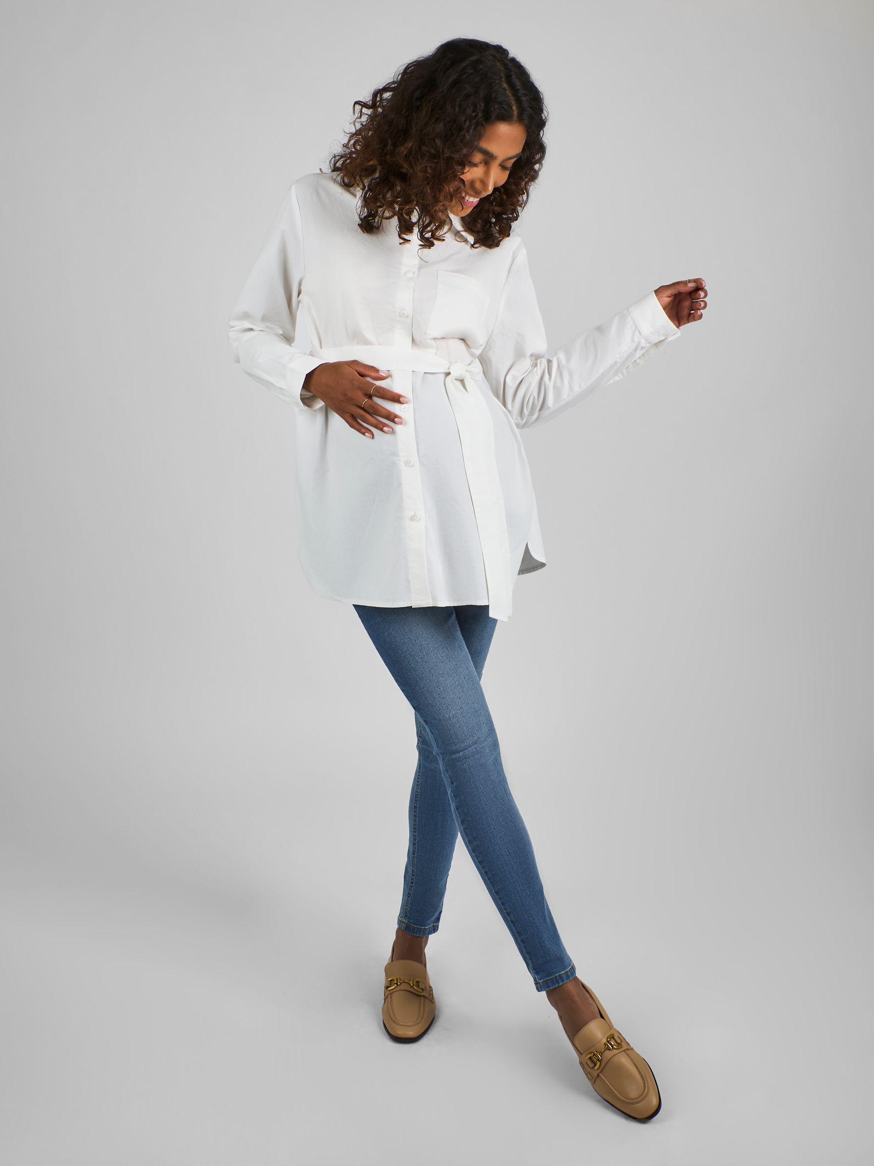 White Maternity Poplin Shirt - Image 3 of 4