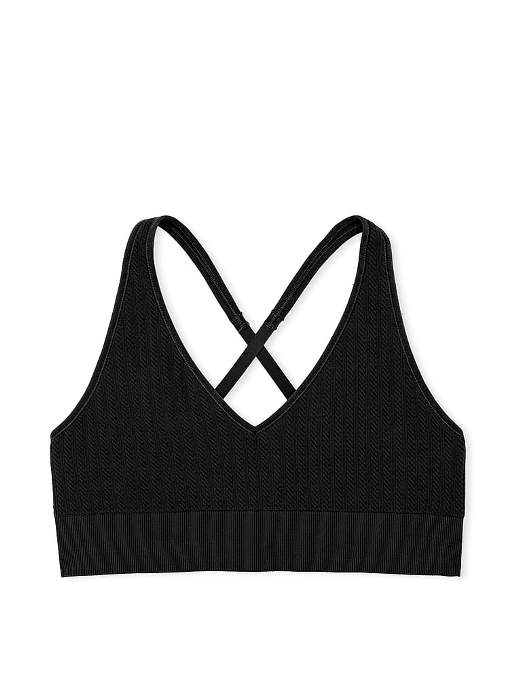 Black Seamless Cable Knit Sports Bra - Image 3 of 3