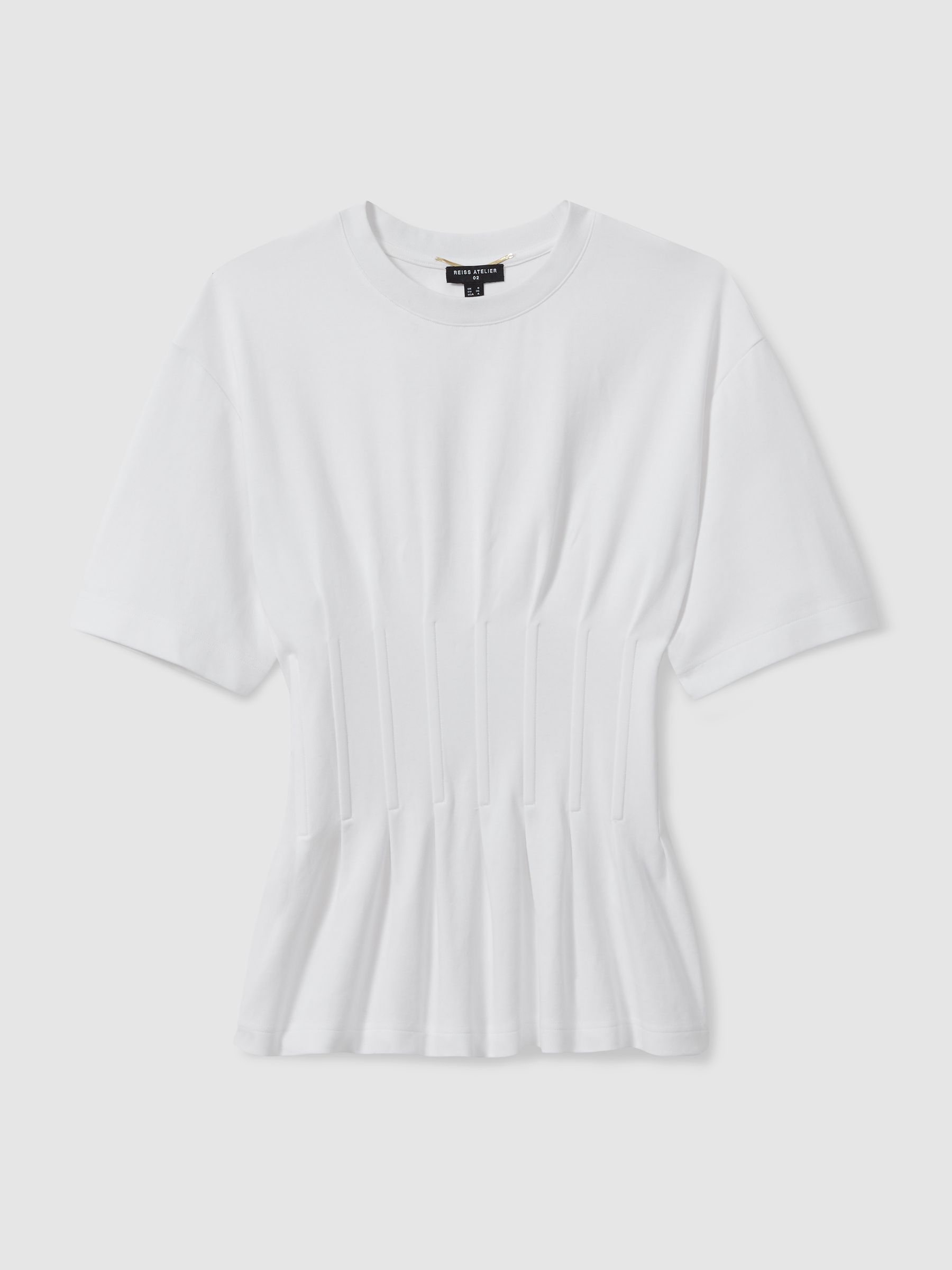 Reiss Atelier Corset Detail T-Shirt in White | REISS