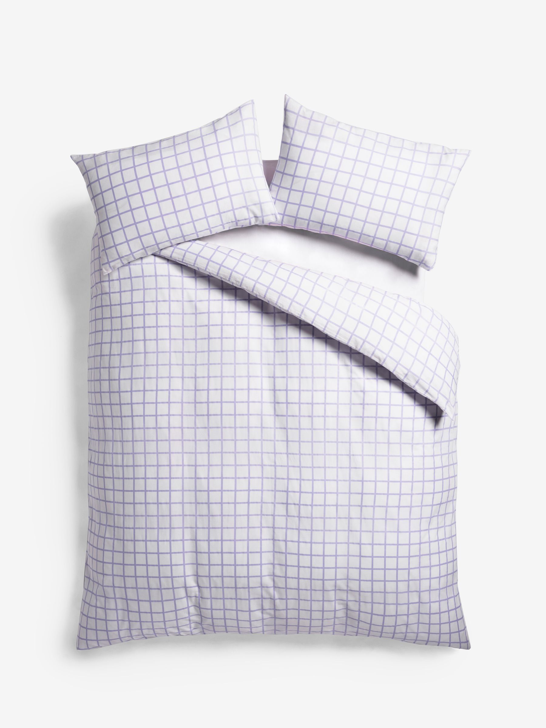 Novogratz Purple Rosalind Check 100% Cotton Duvet Cover and Pillowcase Set - Image 4 of 4