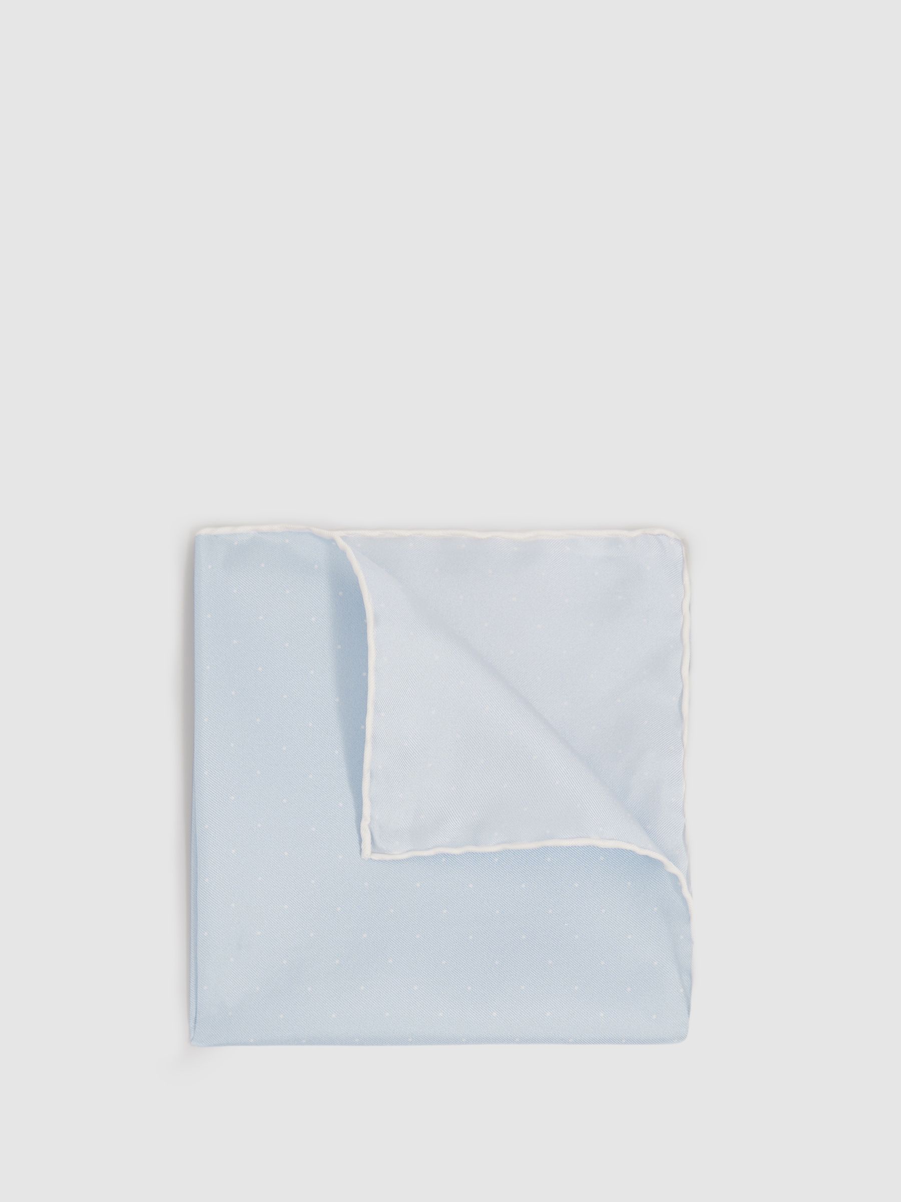 Polka Dot Silk Pocket Square in Light Blue - Image 1 of 5