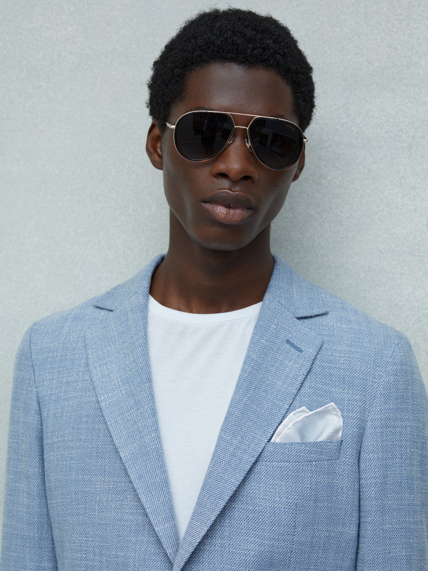 Polka Dot Silk Pocket Square in Light Blue - Image 2 of 5