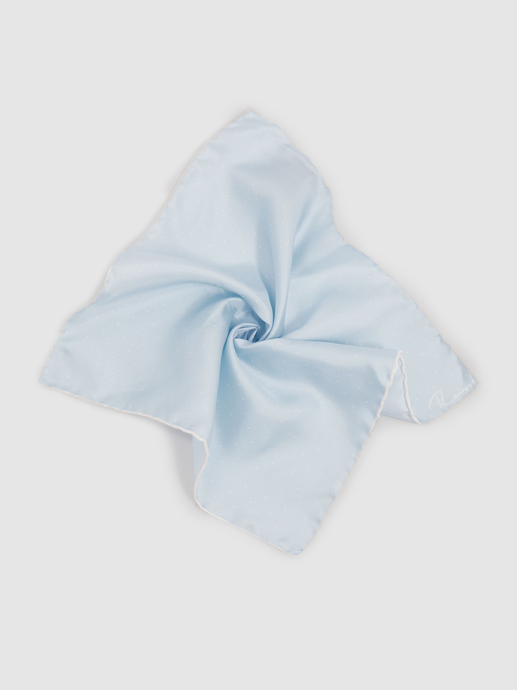 Polka Dot Silk Pocket Square in Light Blue - Image 3 of 5