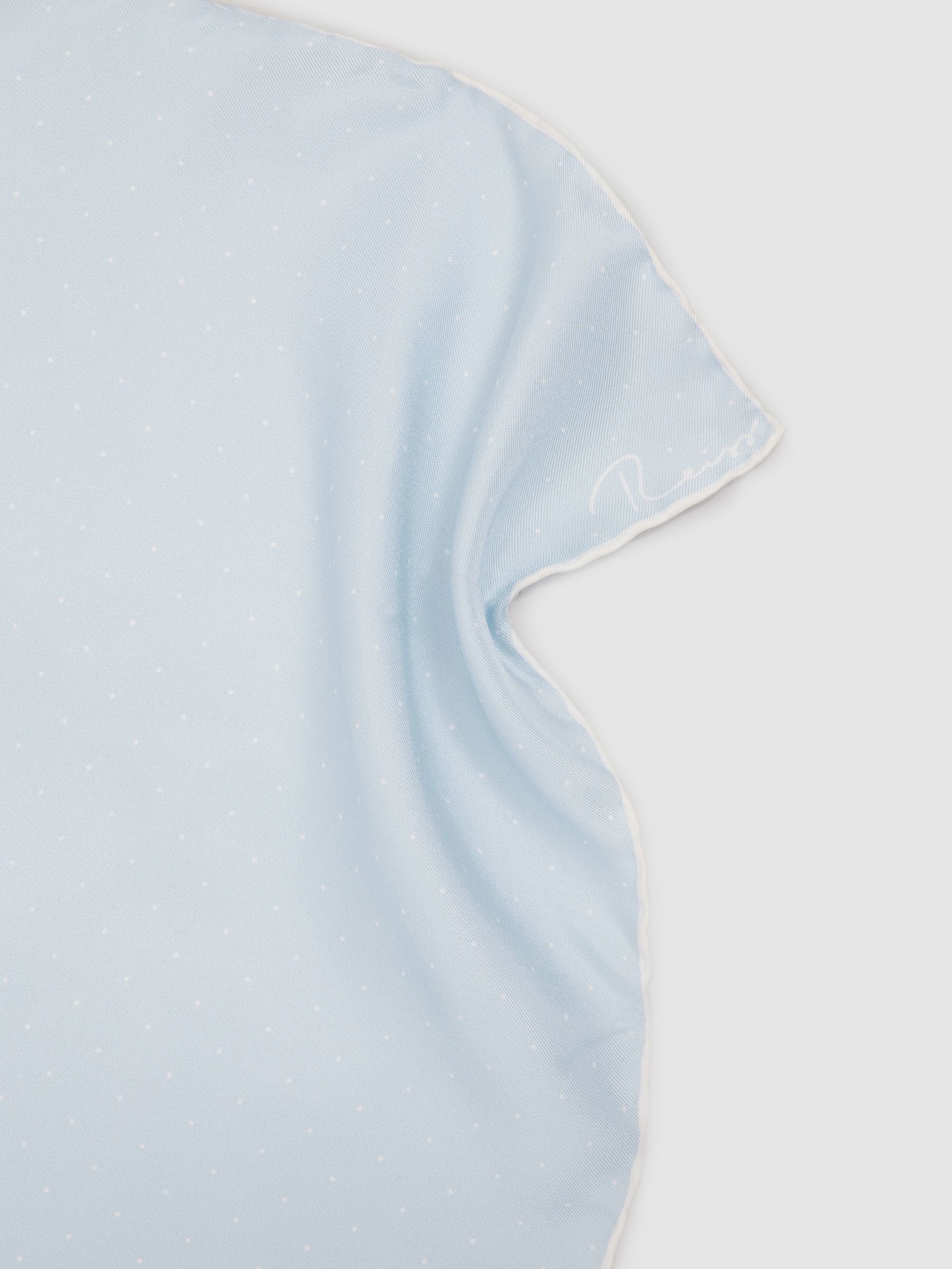 Polka Dot Silk Pocket Square in Light Blue - Image 4 of 5