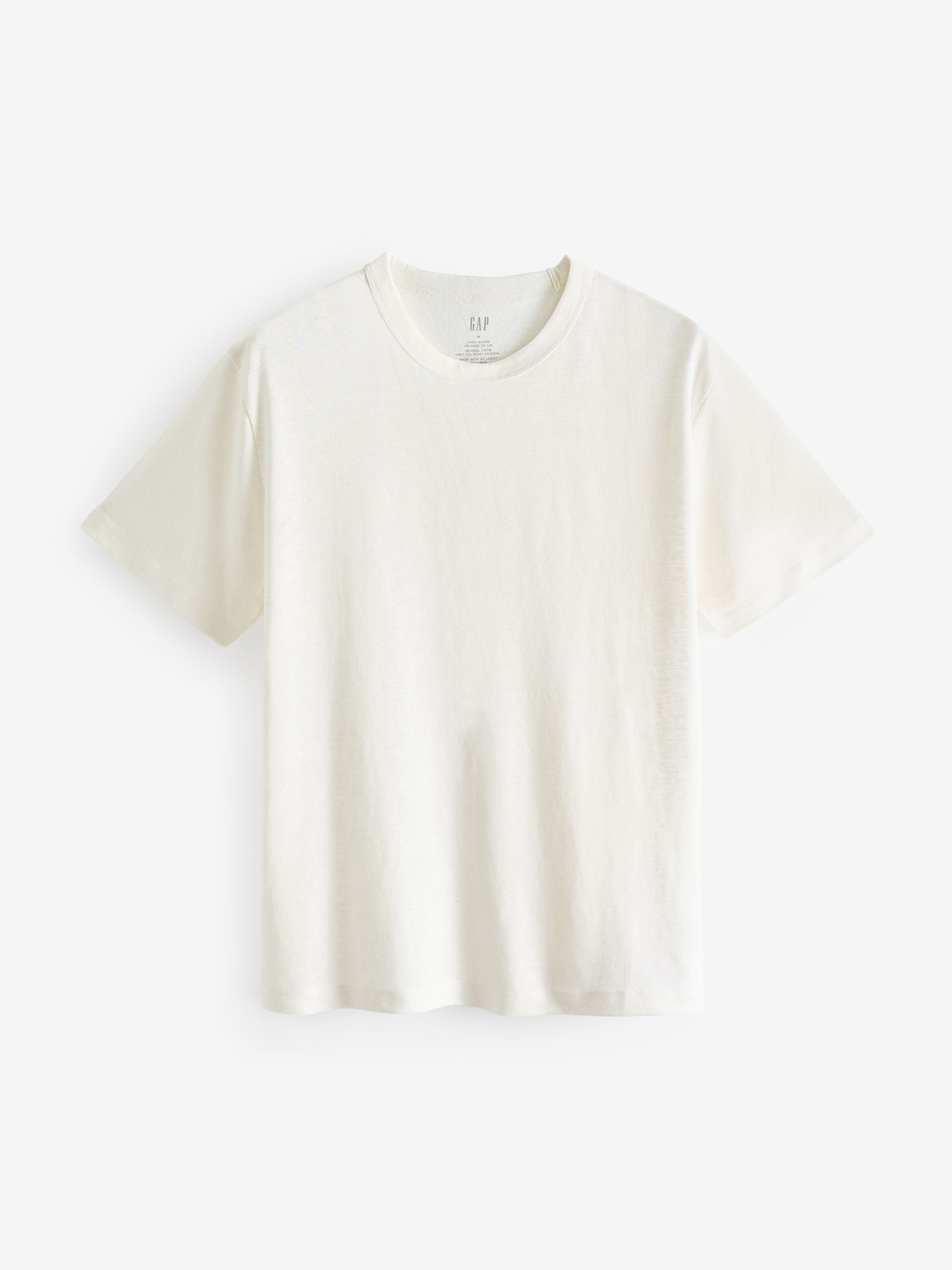 White Linen Blend Short Sleeve T-Shirt - Image 1 of 3