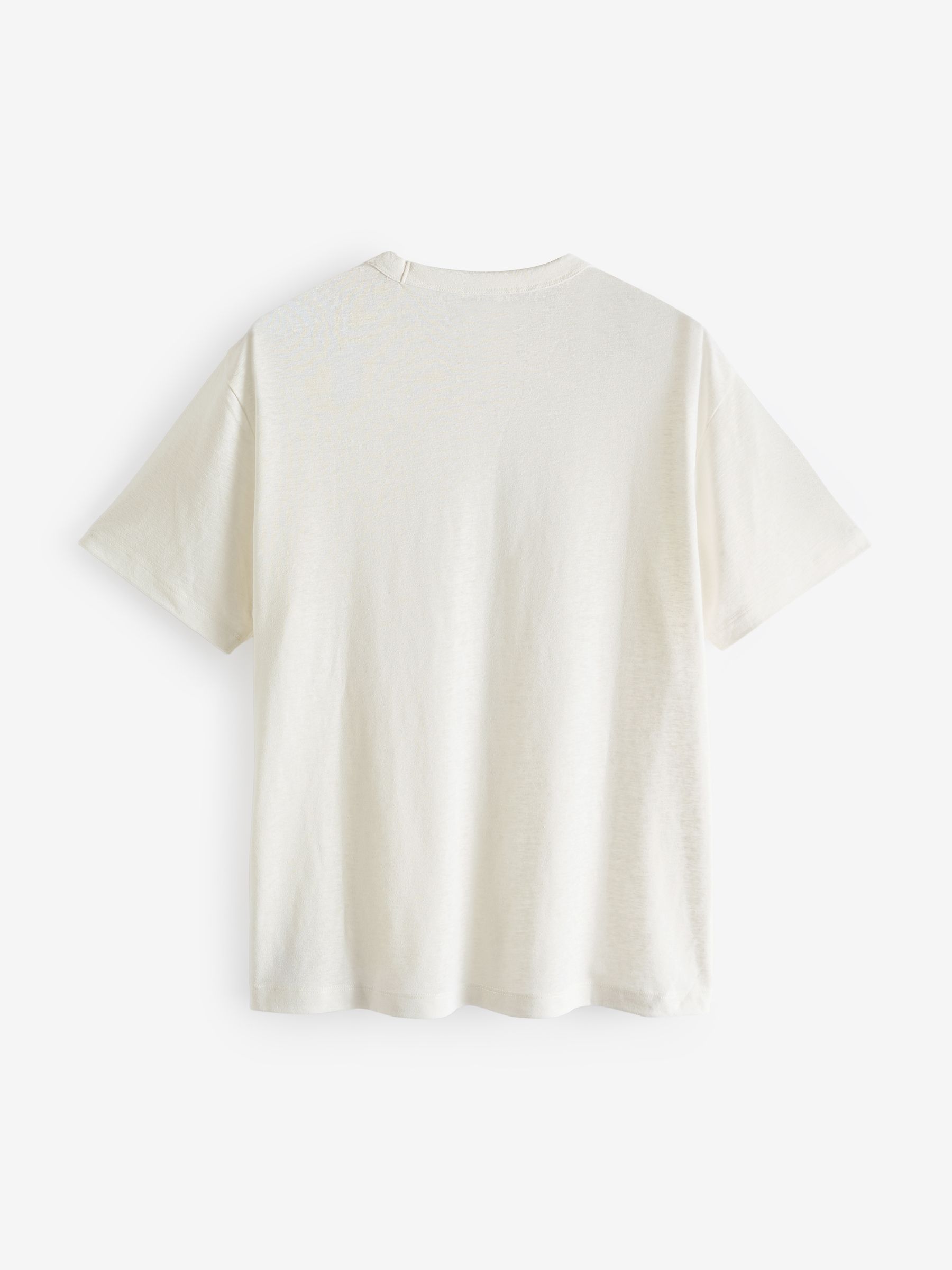 White Linen Blend Short Sleeve T-Shirt - Image 2 of 3