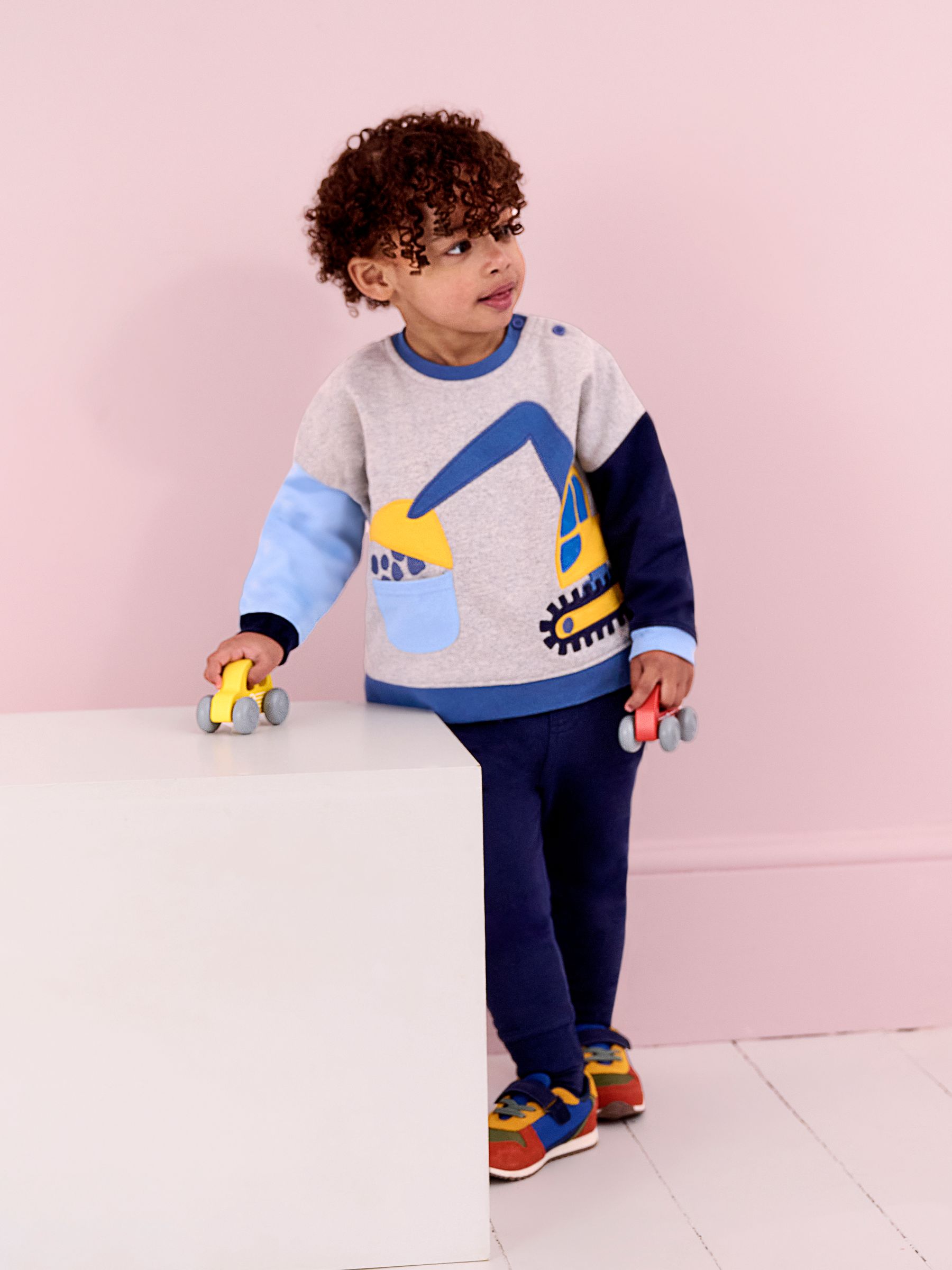 Grey Marl Digger Colour Block Appliqué Sweatshirt & Jogger Set - Image 1 of 8