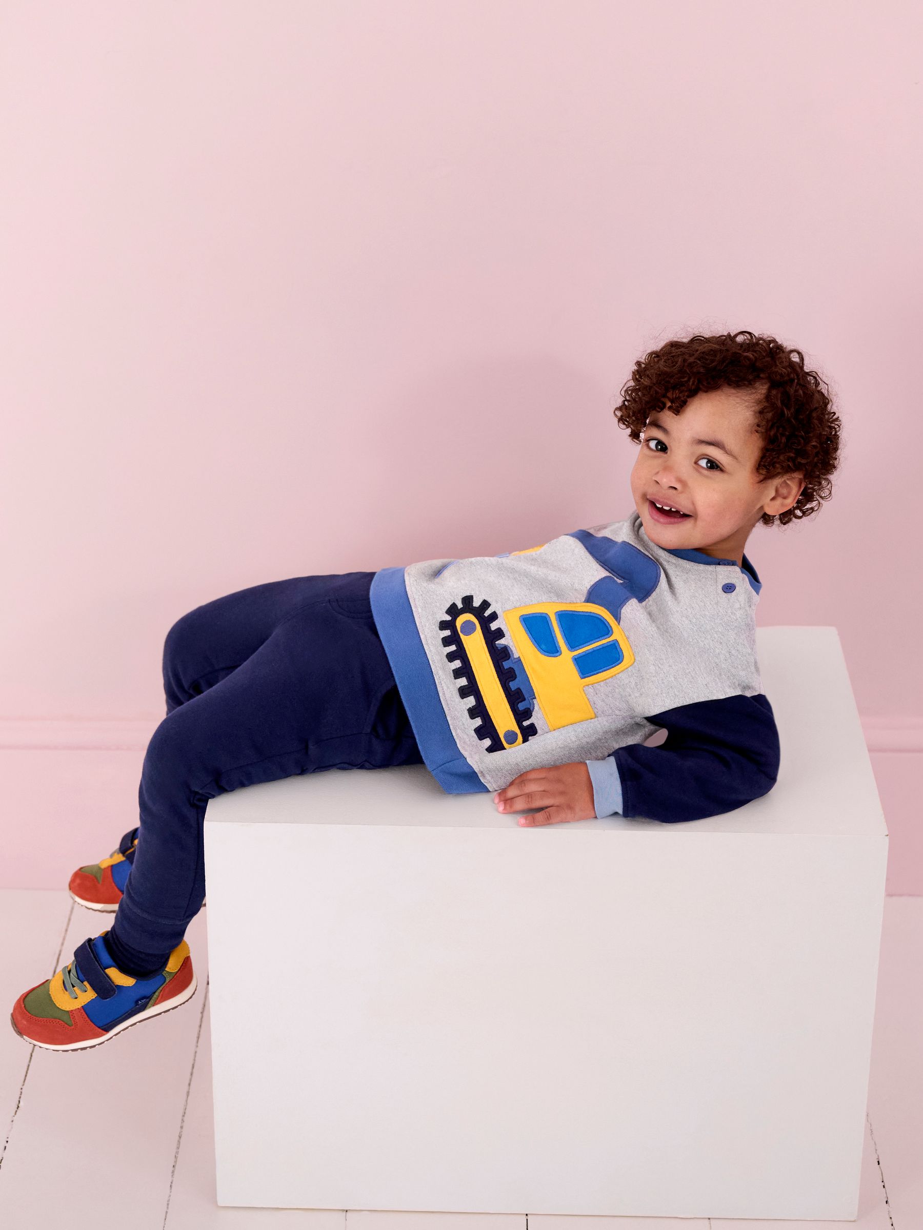 Grey Marl Digger Colour Block Appliqué Sweatshirt & Jogger Set - Image 3 of 8