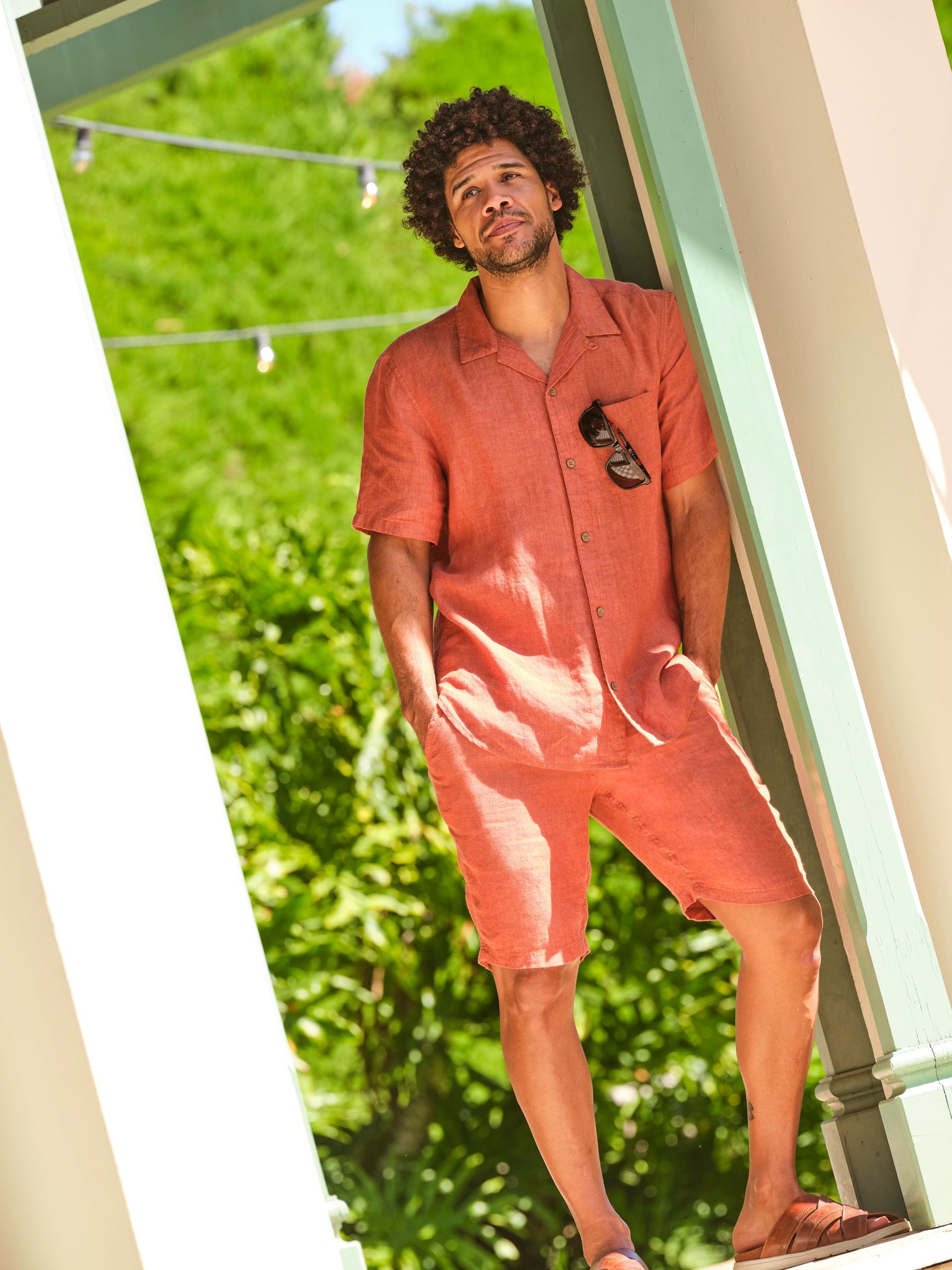 Orange Short Sleeve Linen Shirt - Image 1 of 5