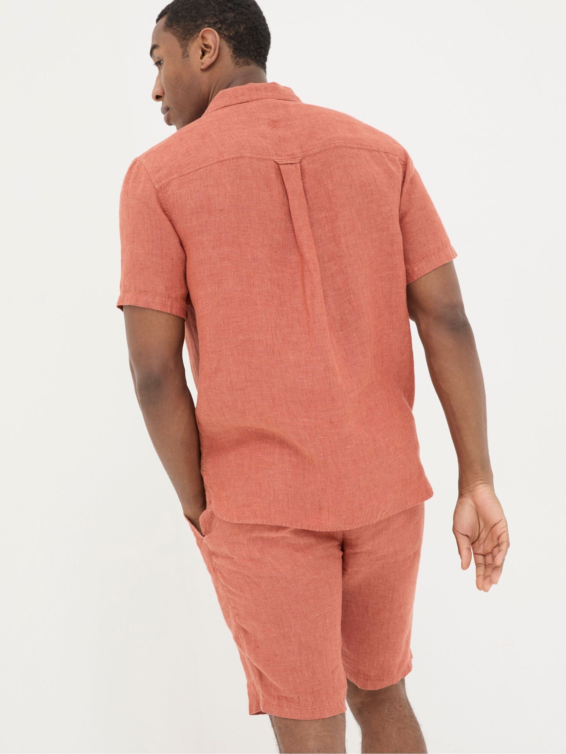 Orange Short Sleeve Linen Shirt - Image 3 of 5