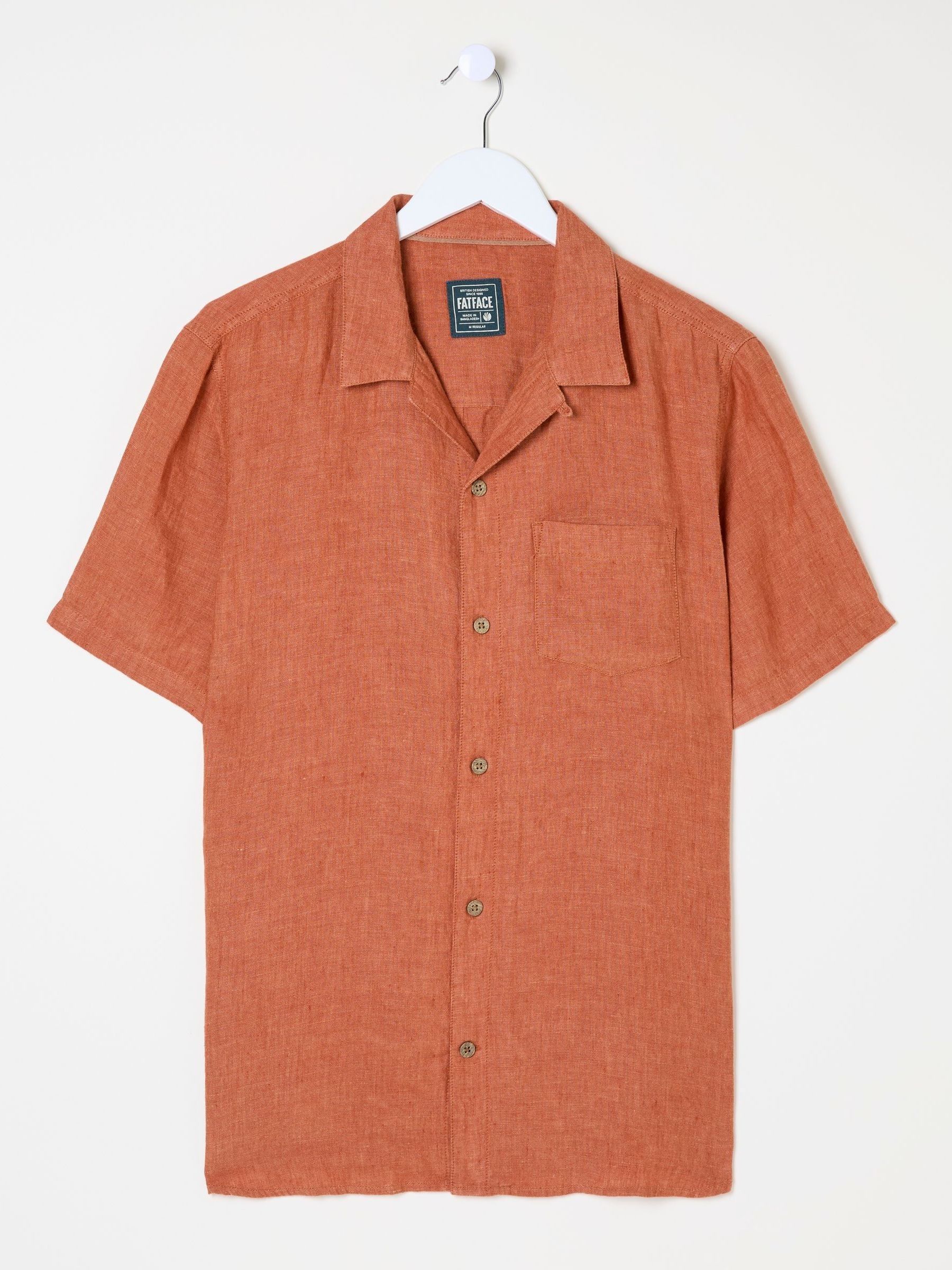 Orange Short Sleeve Linen Shirt - Image 5 of 5