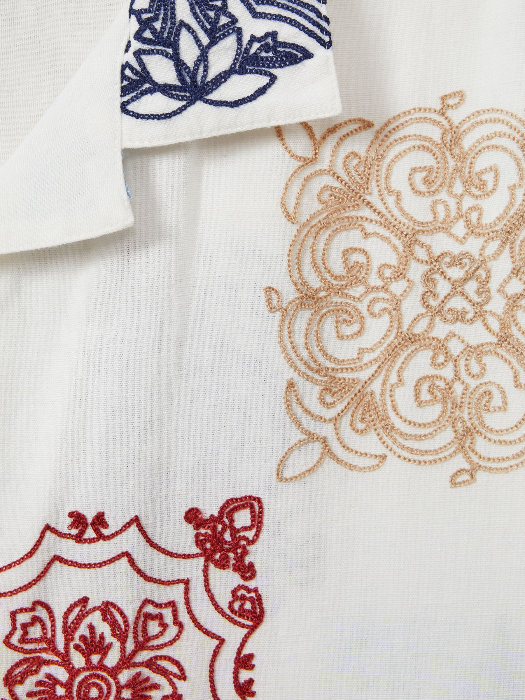 Wax London Relaxed Cotton Linen Embroidered Shirt in Multi - Image 6 of 6