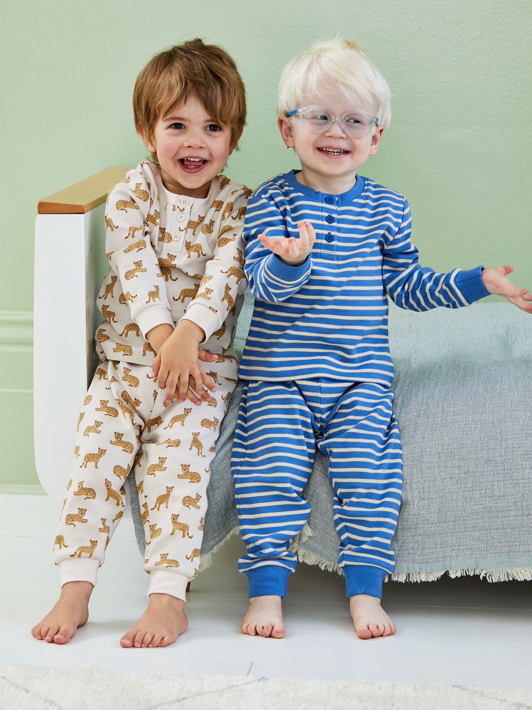 Toffee Leopard Rib Pyjamas 2 Pack - Image 1 of 11