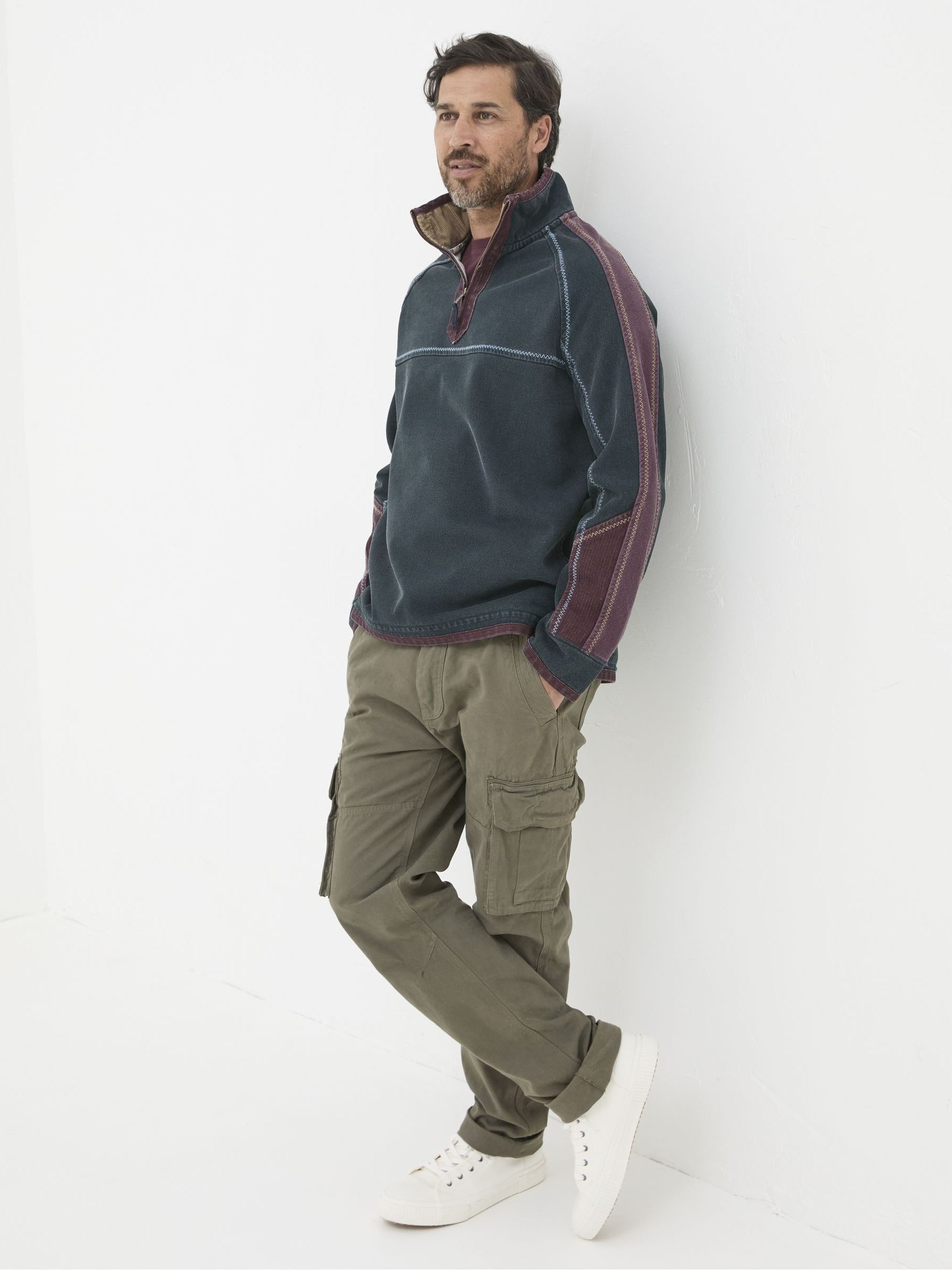 Airlie Navy Blue Panel Sweatshirt - Image 3 of 8