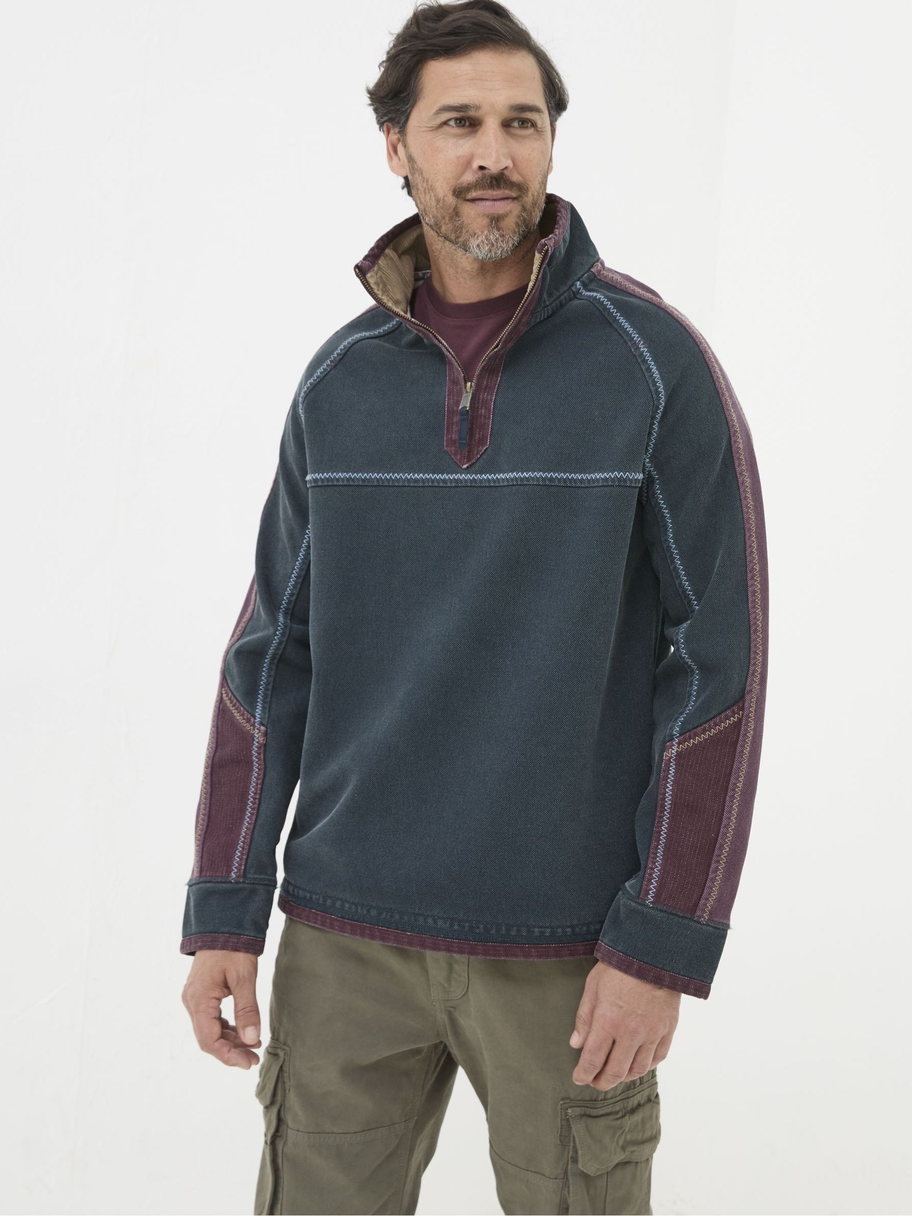 Airlie Navy Blue Panel Sweatshirt - Image 4 of 8