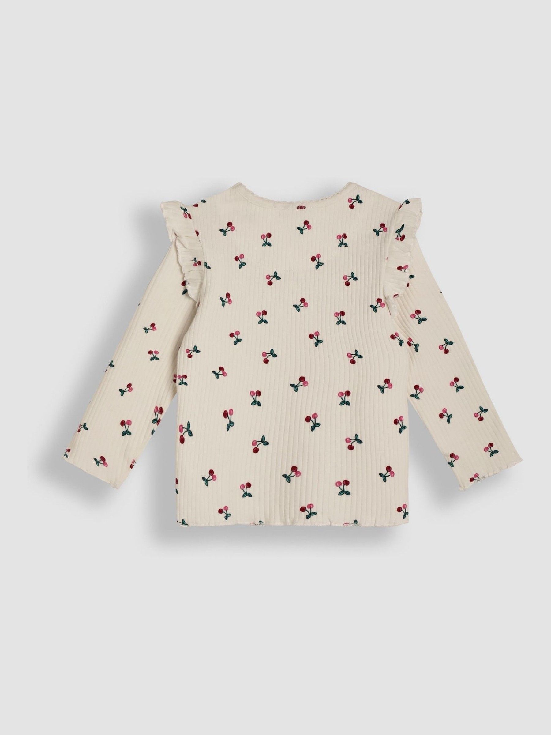 Cream 2-Pack Cherry & Stripe Frill Rib Tops - Image 3 of 5