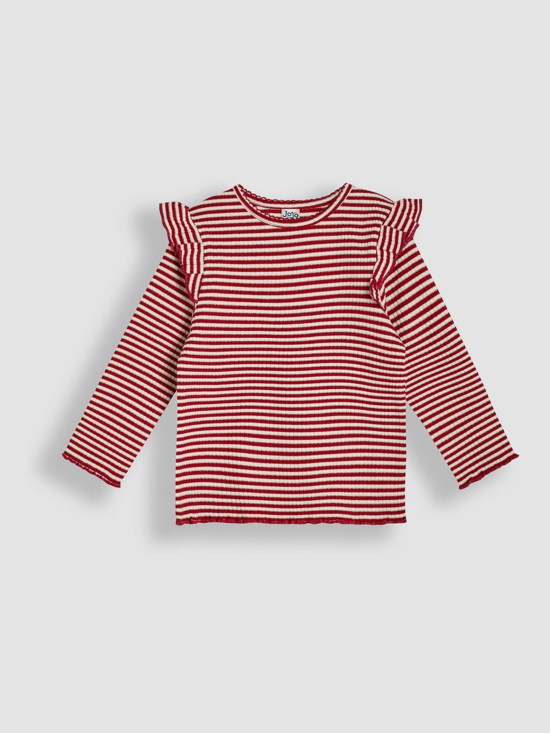 Cream 2-Pack Cherry & Stripe Frill Rib Tops - Image 4 of 5