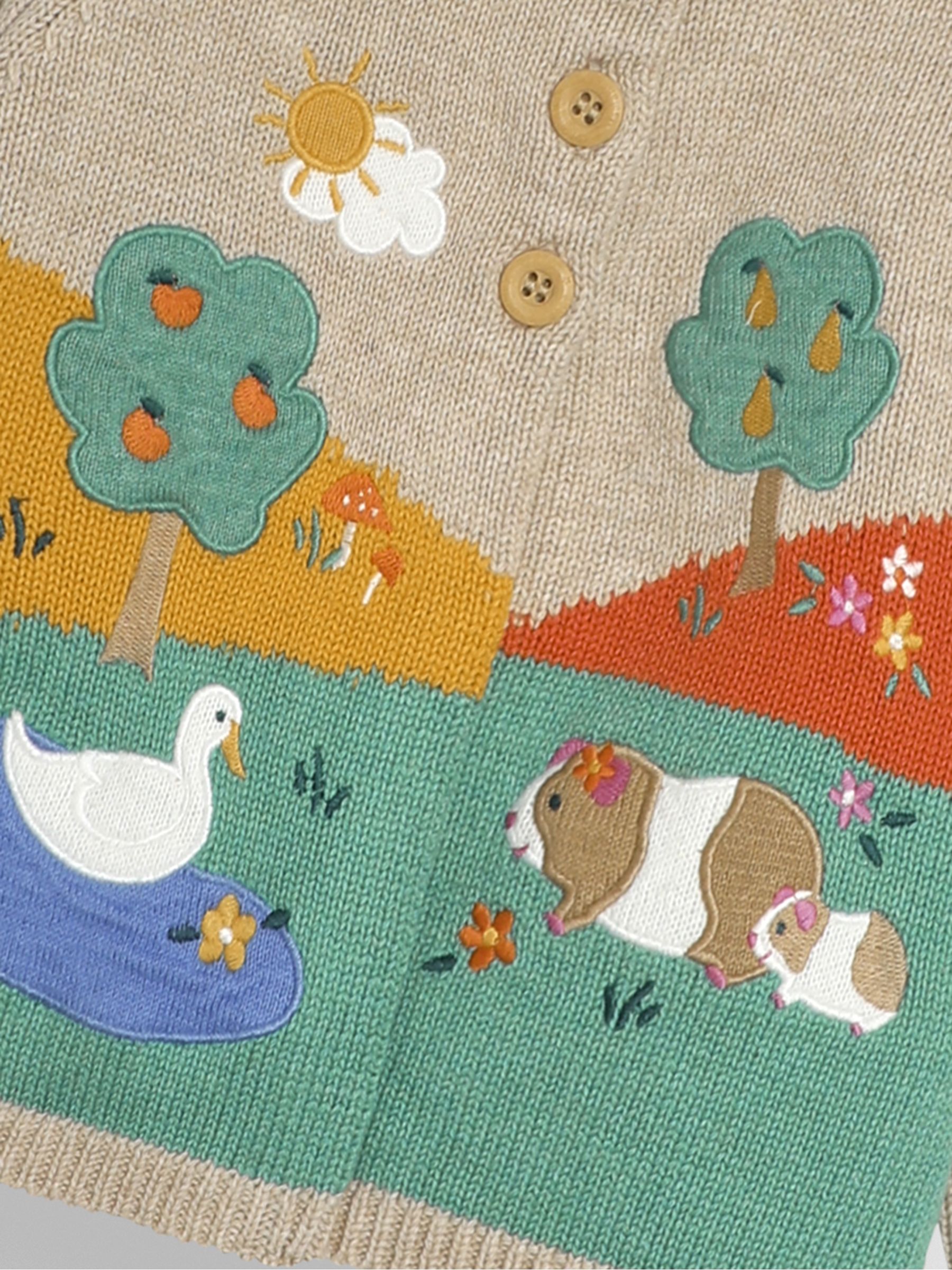 Natural Duck & Guinea Pig Scene Cardigan - Image 3 of 3