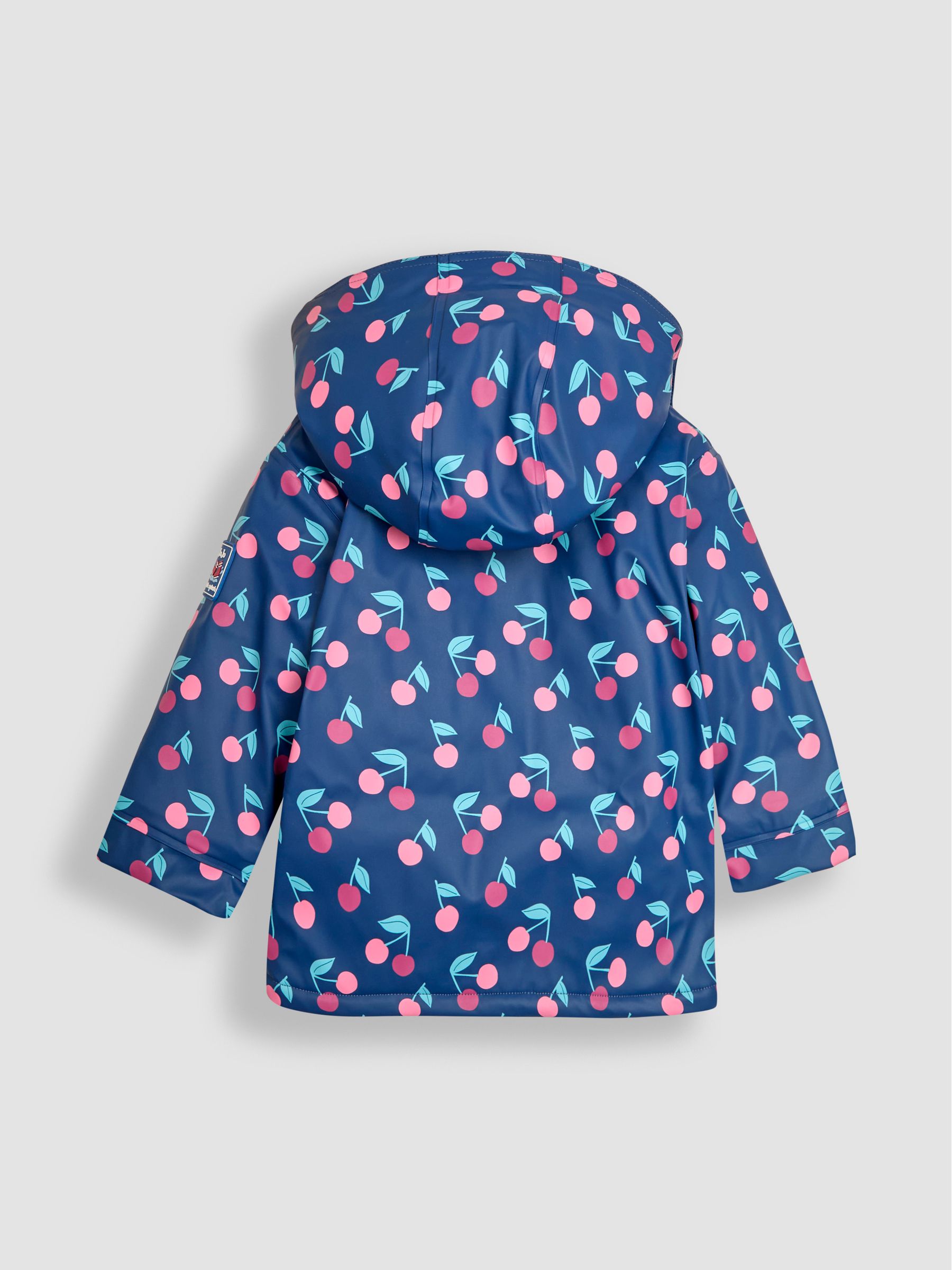 Navy Cherry Hooded Cosy Lined Waterproof Jacket - Image 2 of 4