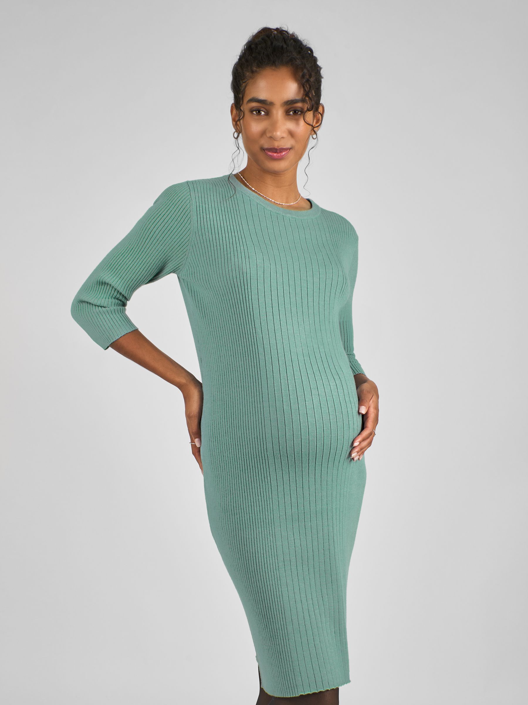 Sage Green Knitted Maternity Tube Dress - Image 1 of 4
