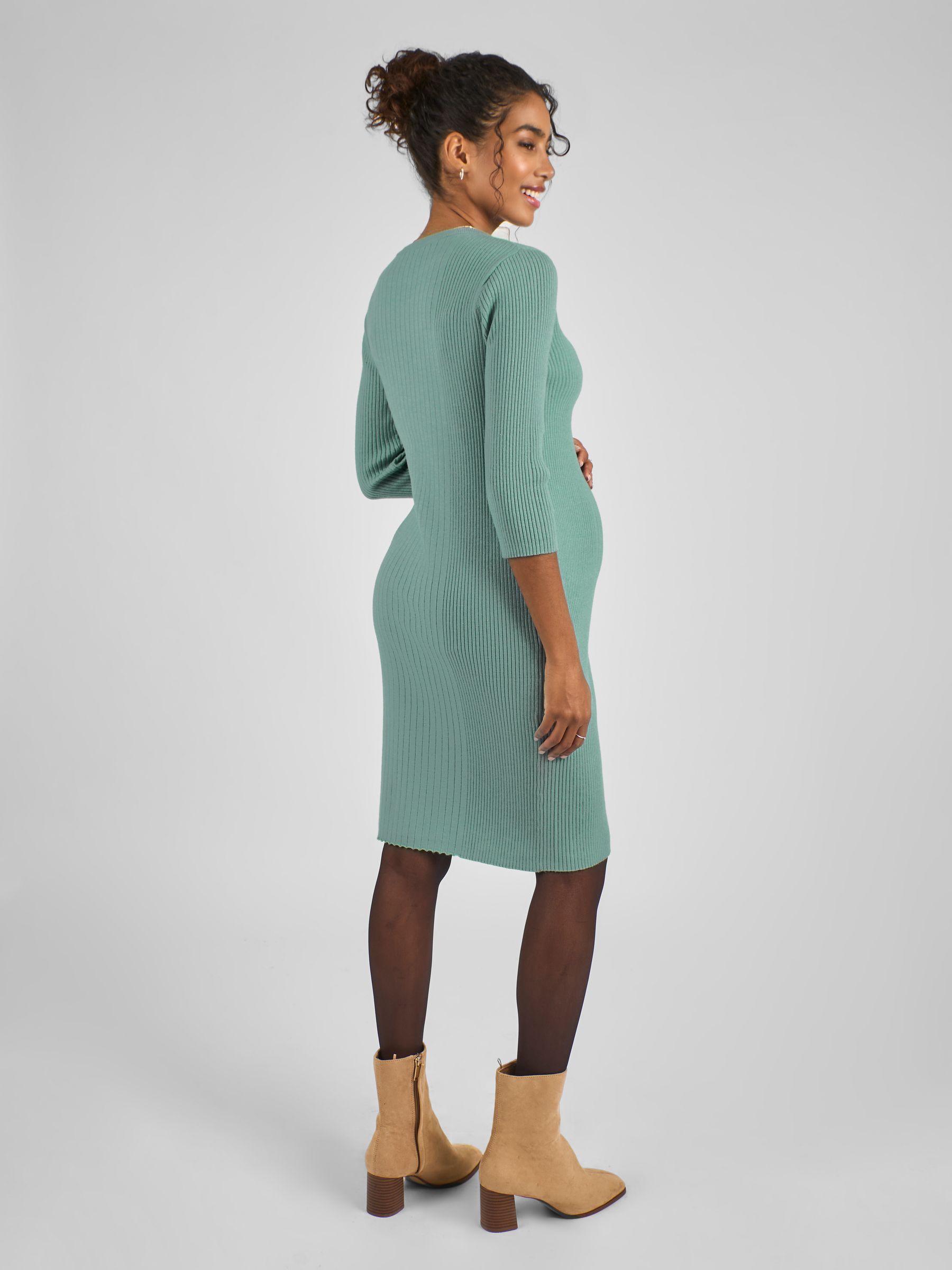 Sage Green Knitted Maternity Tube Dress - Image 3 of 4