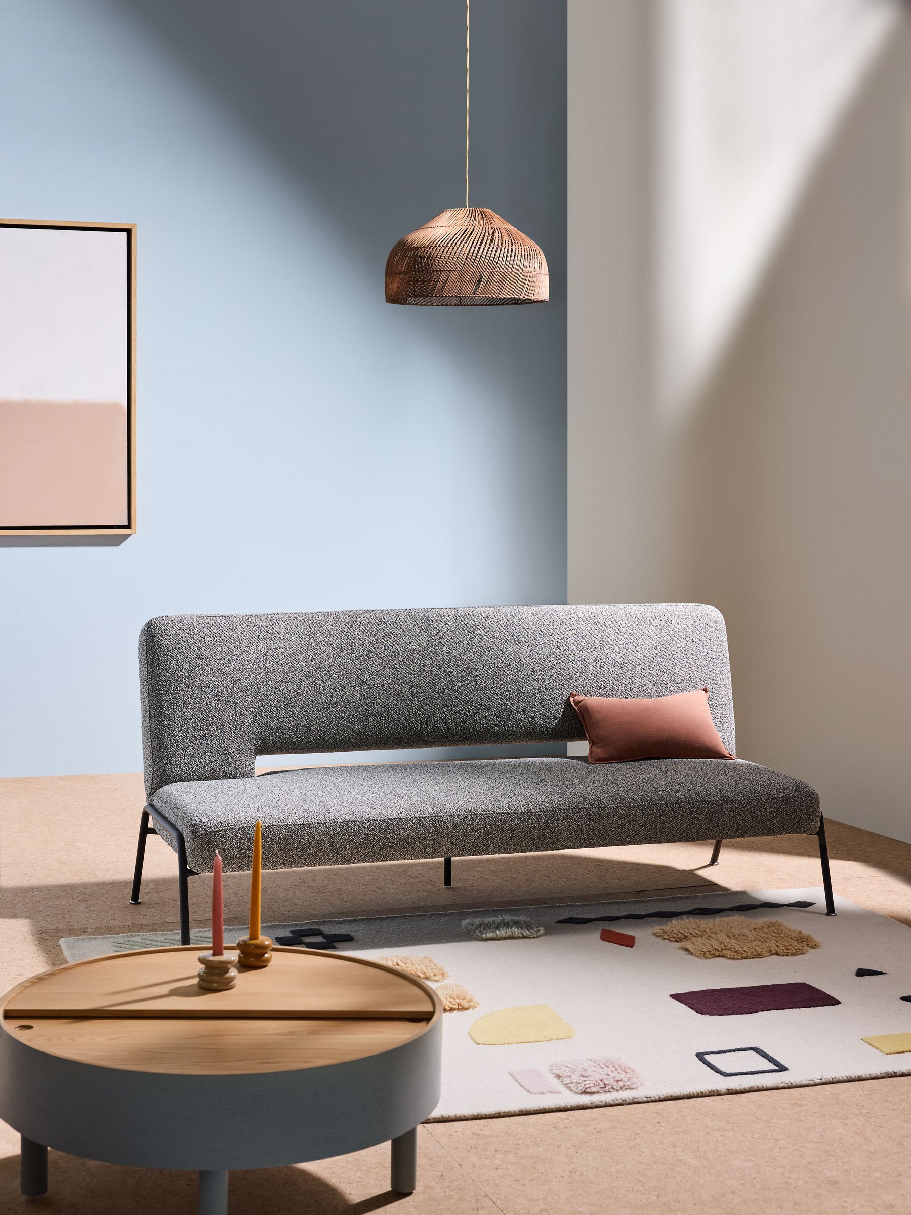 Knox 2 Seater Sofa Bed in Grey Marl Pax Boucle - Image 1 of 6