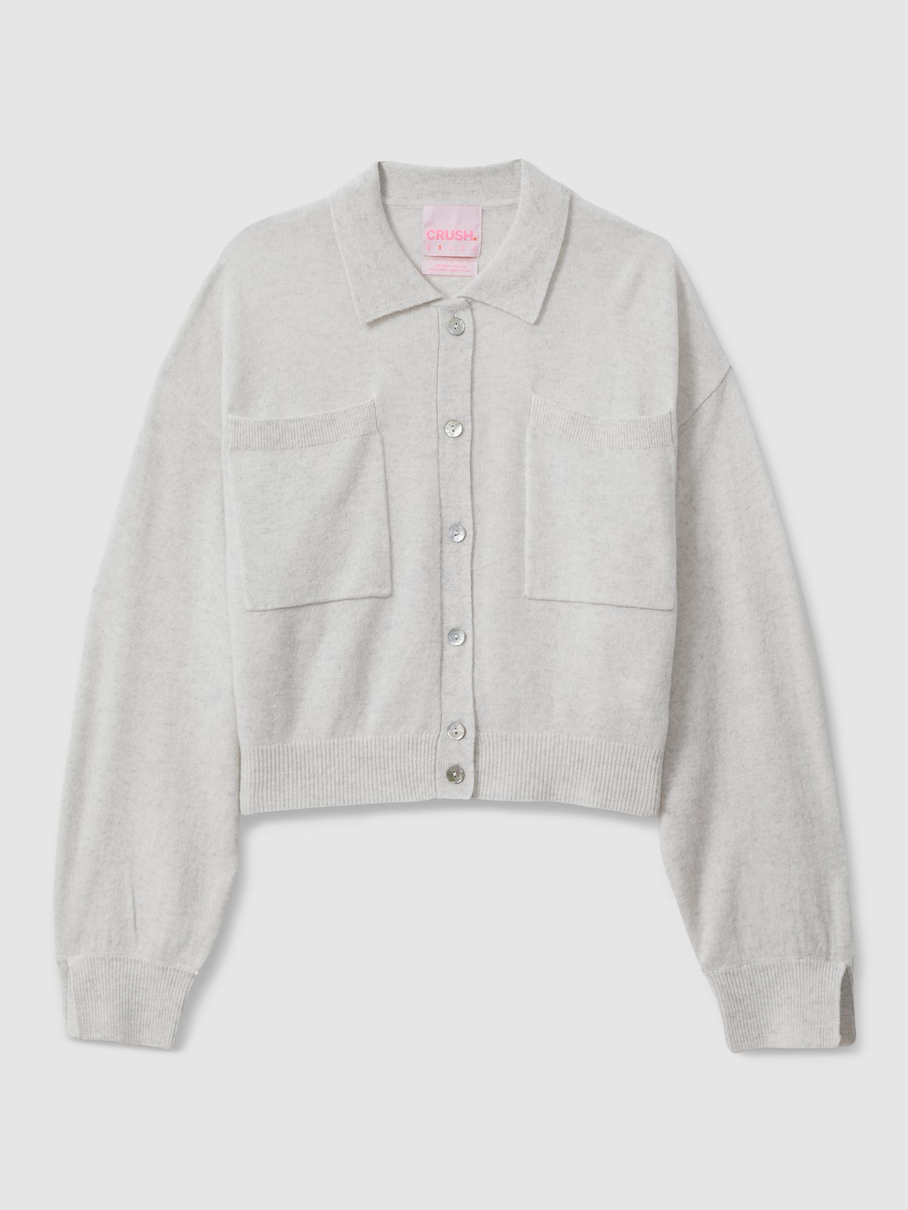 Crush Alba Collection Cashmere Relaxed Cardigan in Light Grey - Image 2 of 5