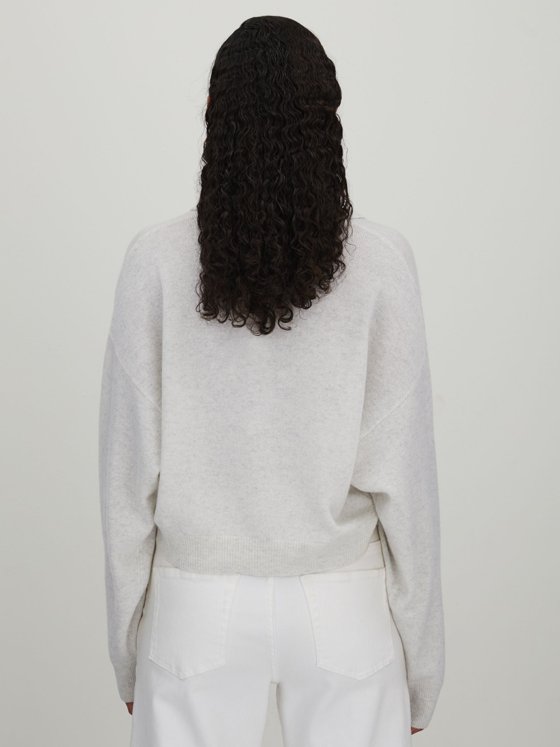 Crush Alba Collection Cashmere Relaxed Cardigan in Light Grey - Image 4 of 5