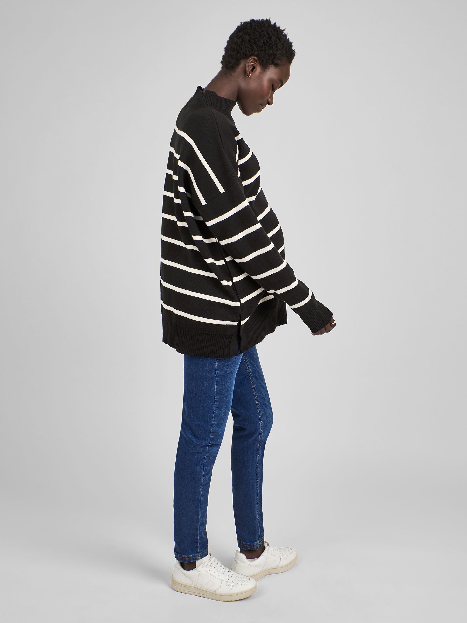 Black & White Stripe Turtle Neck Maternity & Nursing Jumper - Image 3 of 4