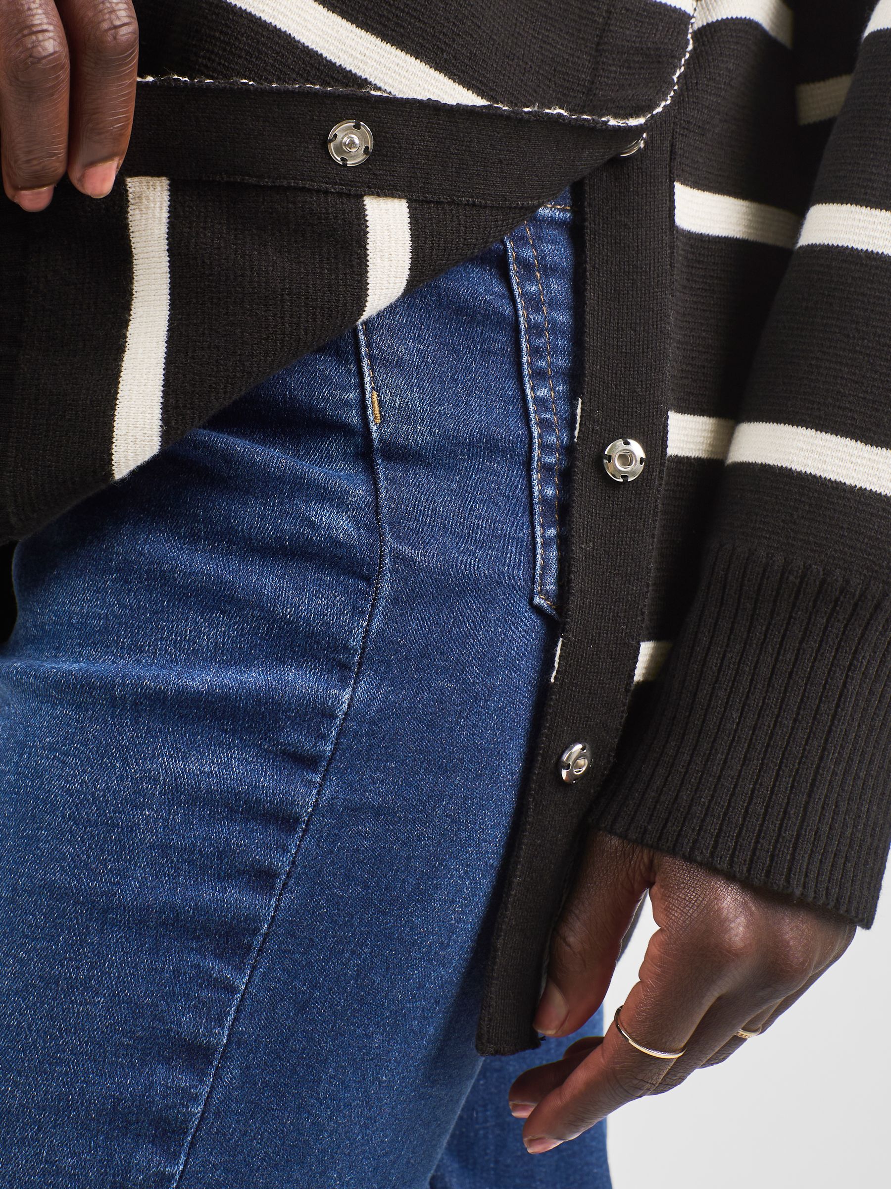 Black & White Stripe Turtle Neck Maternity & Nursing Jumper - Image 4 of 4