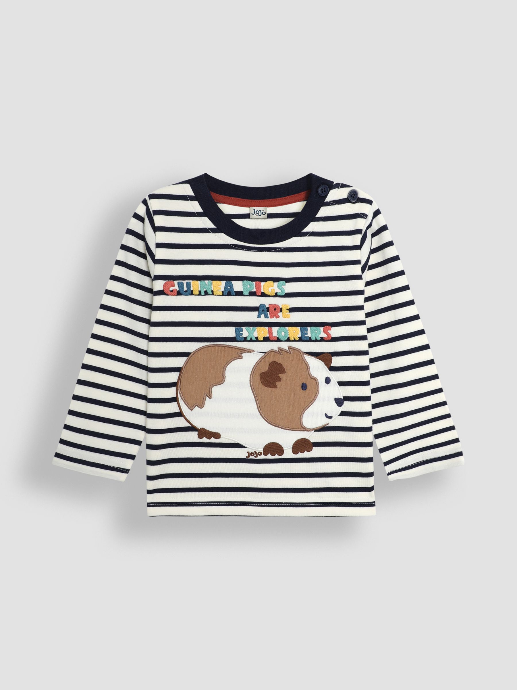Ecru Navy Stripe Guinea Pig Appliqué Top - Image 1 of 3