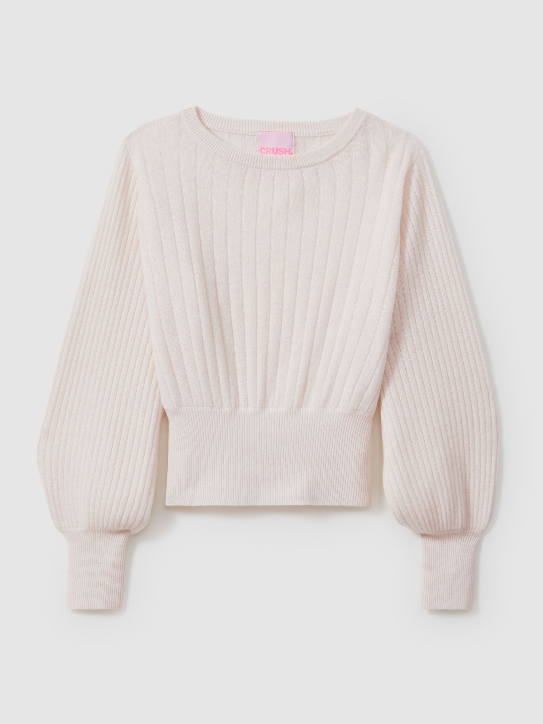 CRUSH Collection Cashmere Blouson Sleeve Jumper in White - Image 2 of 5