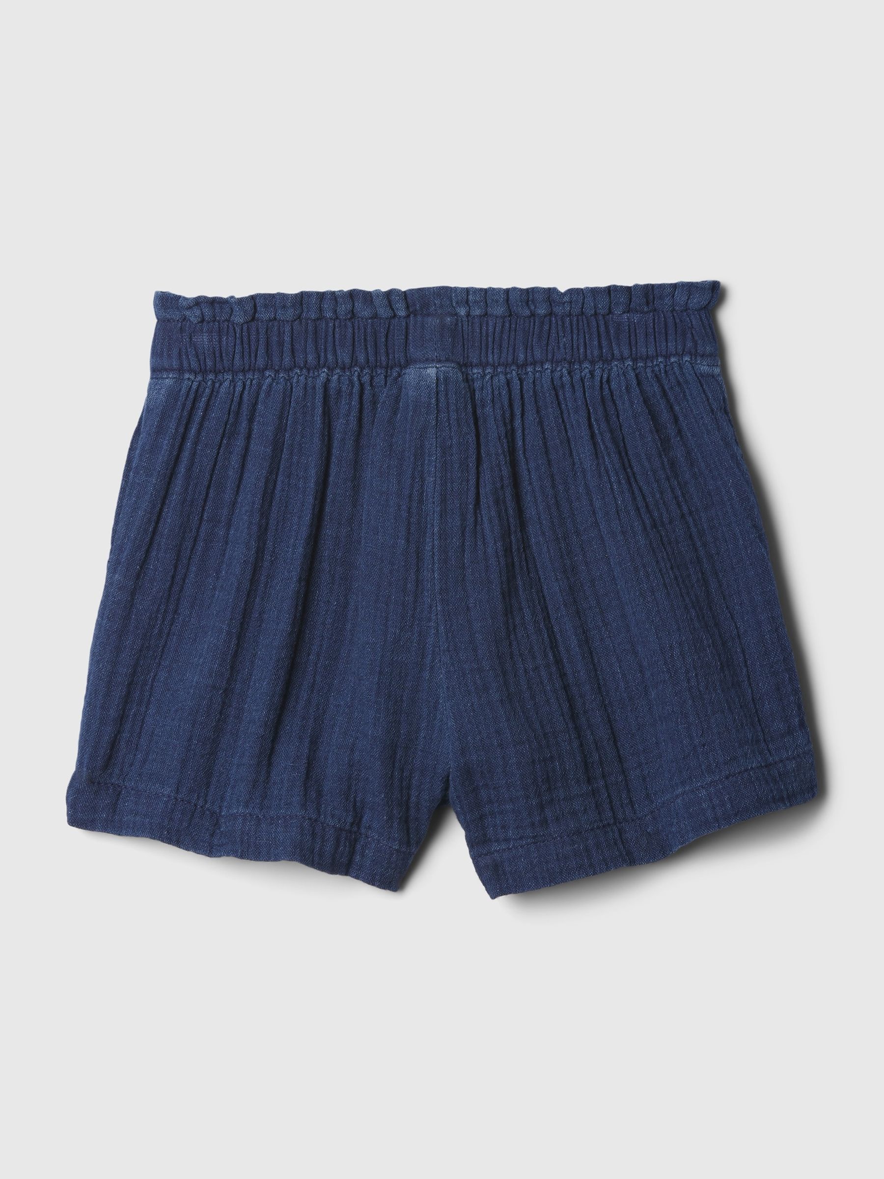Dark Blue Crinkle Cotton Pull On Shorts (12mths-5yrs) - Image 2 of 3