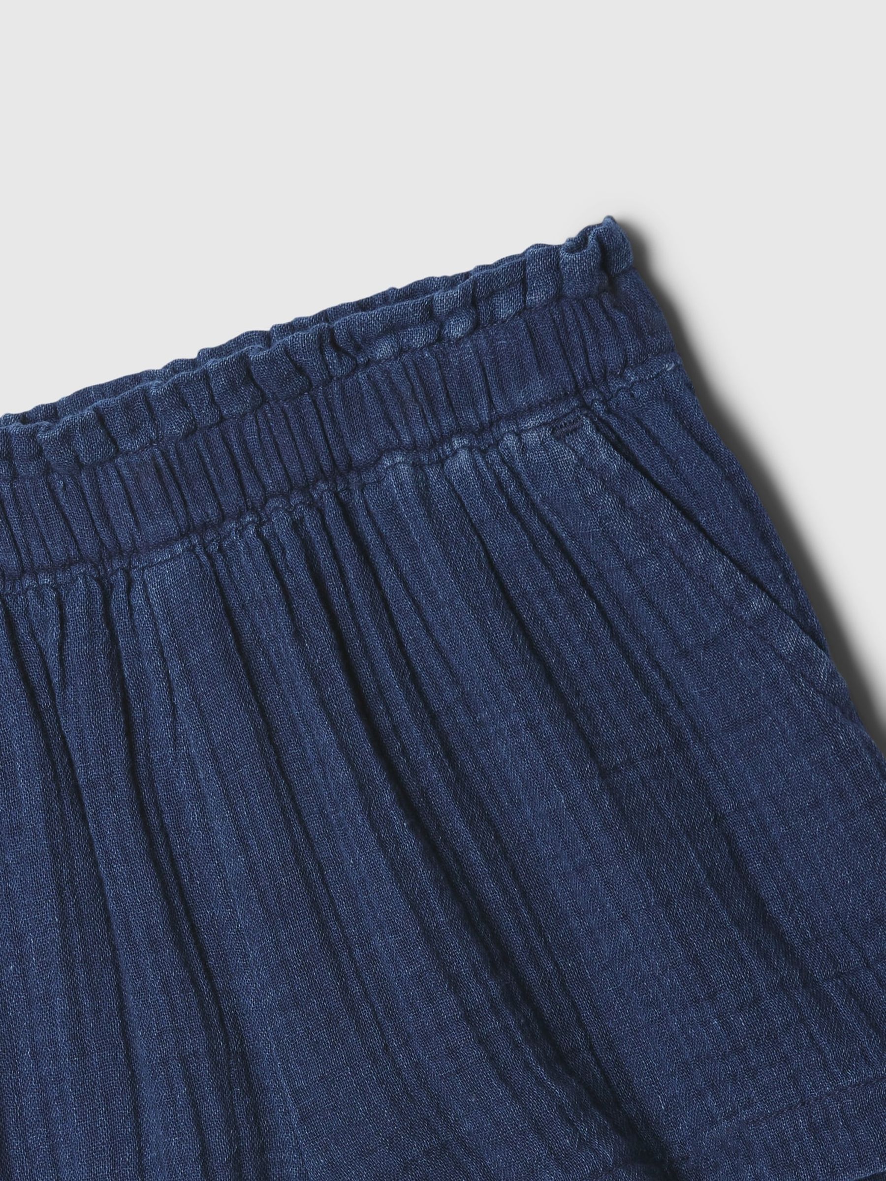 Dark Blue Crinkle Cotton Pull On Shorts (12mths-5yrs) - Image 3 of 3