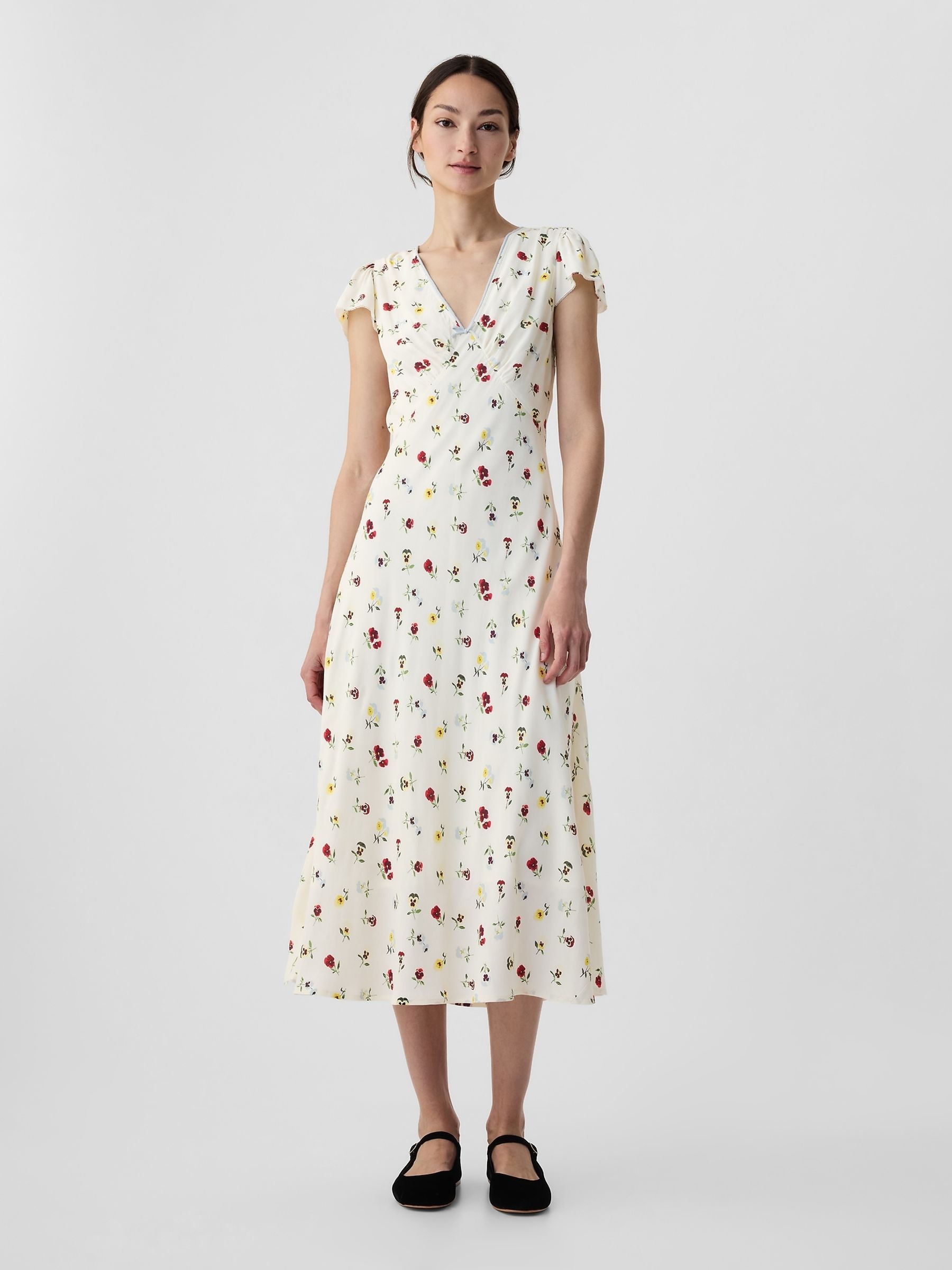 Cream DÔEN Floral Midi Dress - Image 1 of 5
