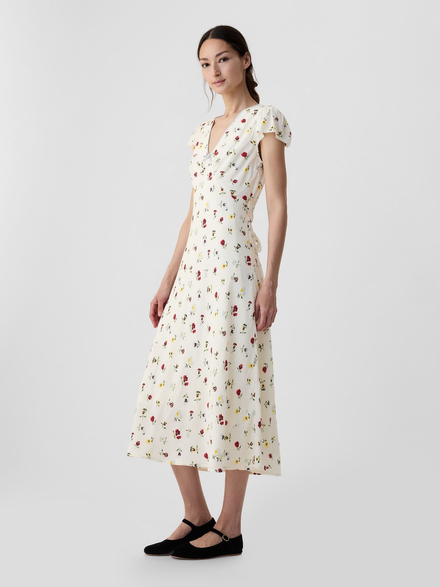 Cream DÔEN Floral Midi Dress - Image 3 of 5