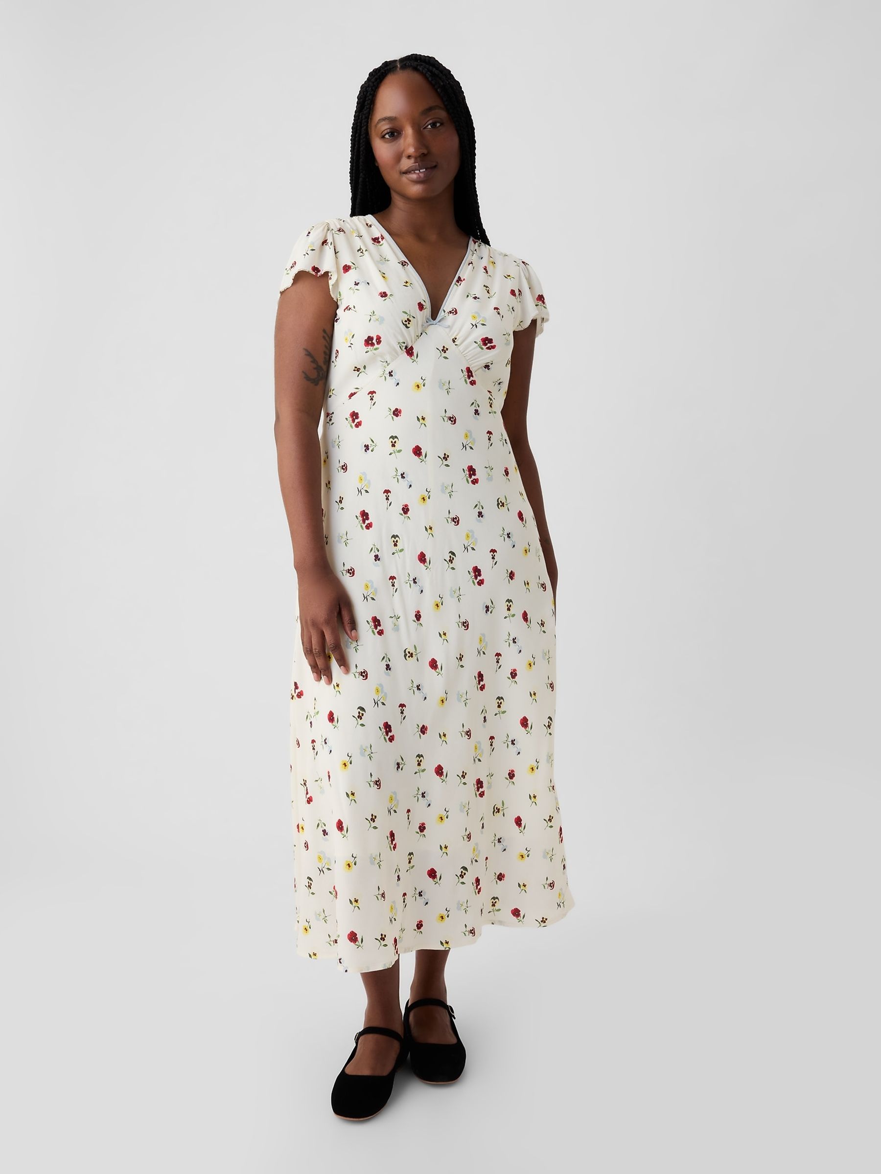 Cream DÔEN Floral Midi Dress - Image 5 of 5