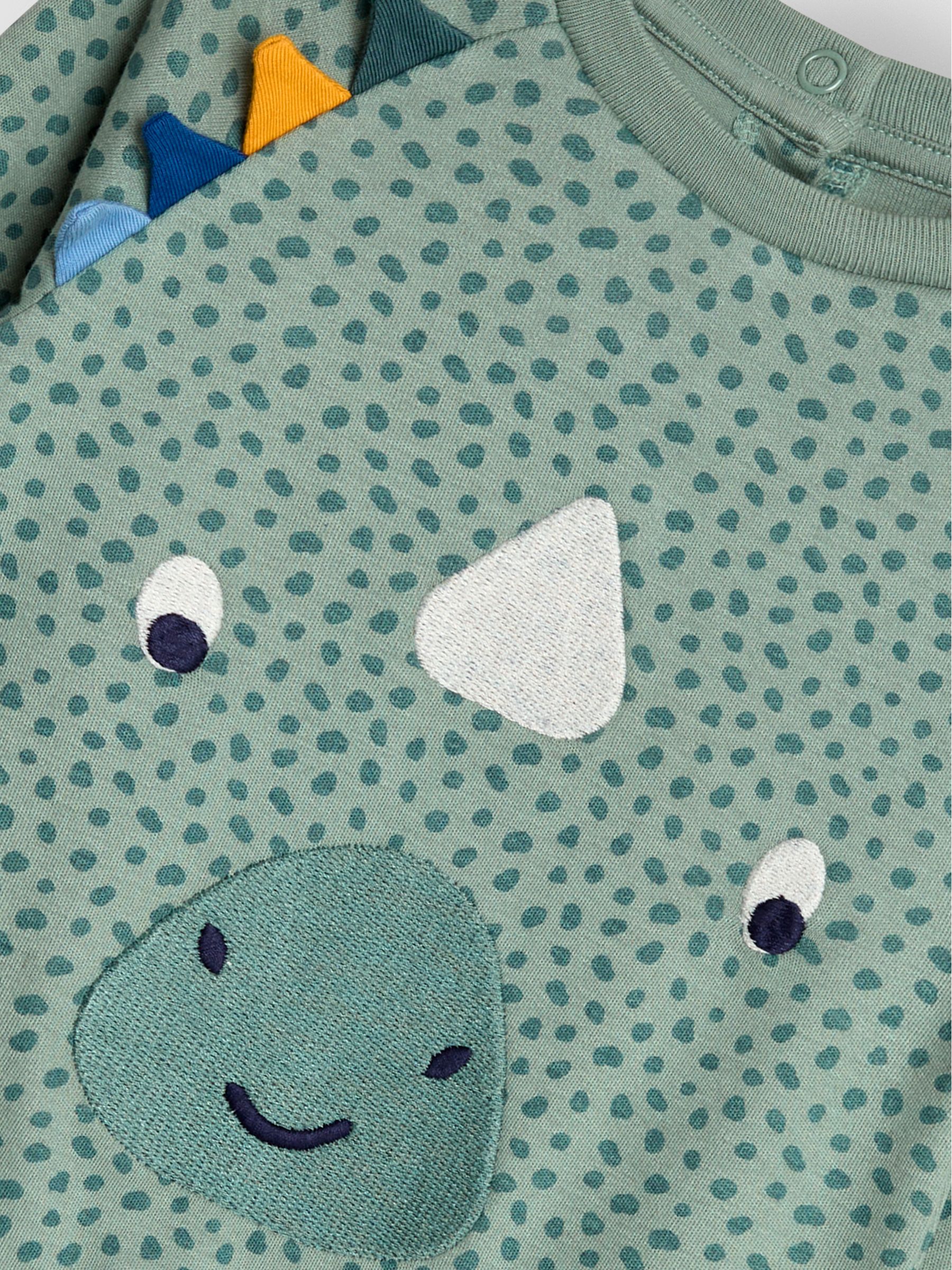 Duck Egg Dino Applique Sleepsuit - Image 4 of 4 Duck Egg Dino Applique Sleepsuit - Image 4 of 4