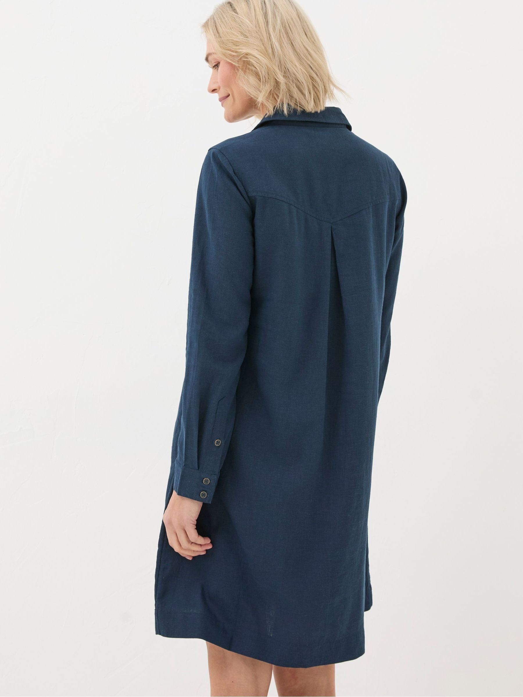 Mina Blue Linen Blend Tunic Dress - Image 5 of 6