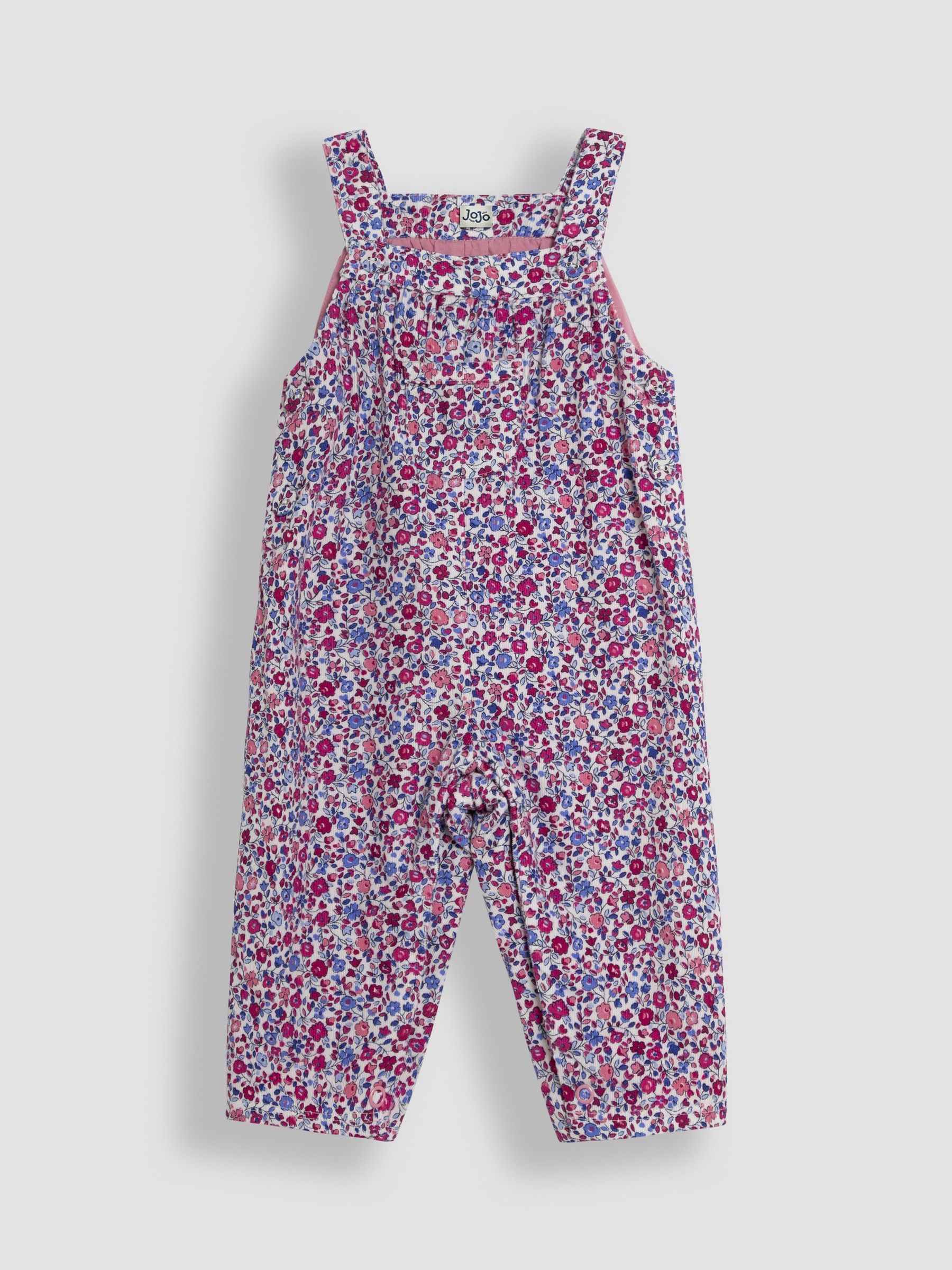 Berry Pink Ditsy Floral Cord Dungarees - Image 1 of 3