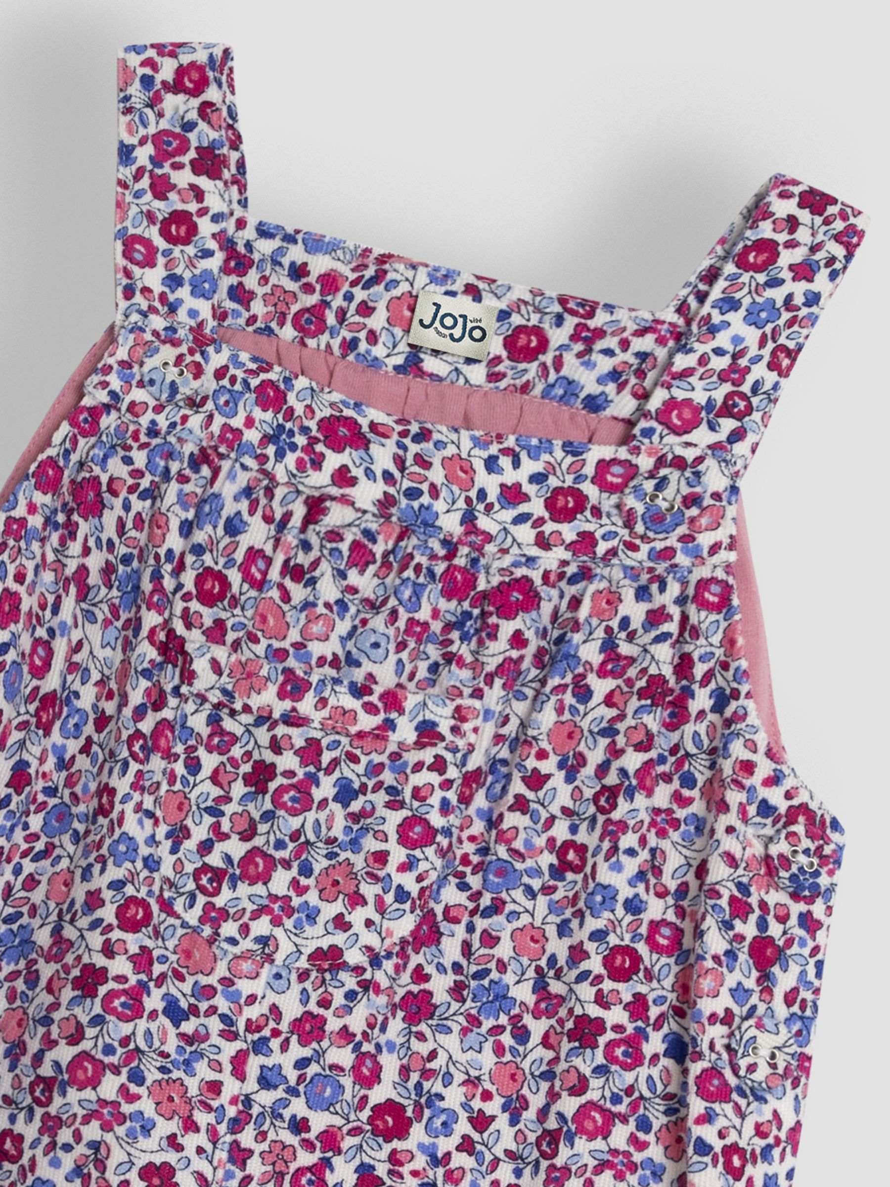 Berry Pink Ditsy Floral Cord Dungarees - Image 3 of 3