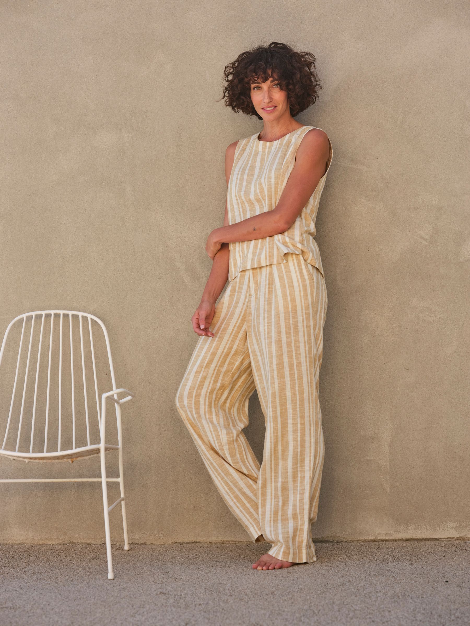Linen Blend Stripe Trousers