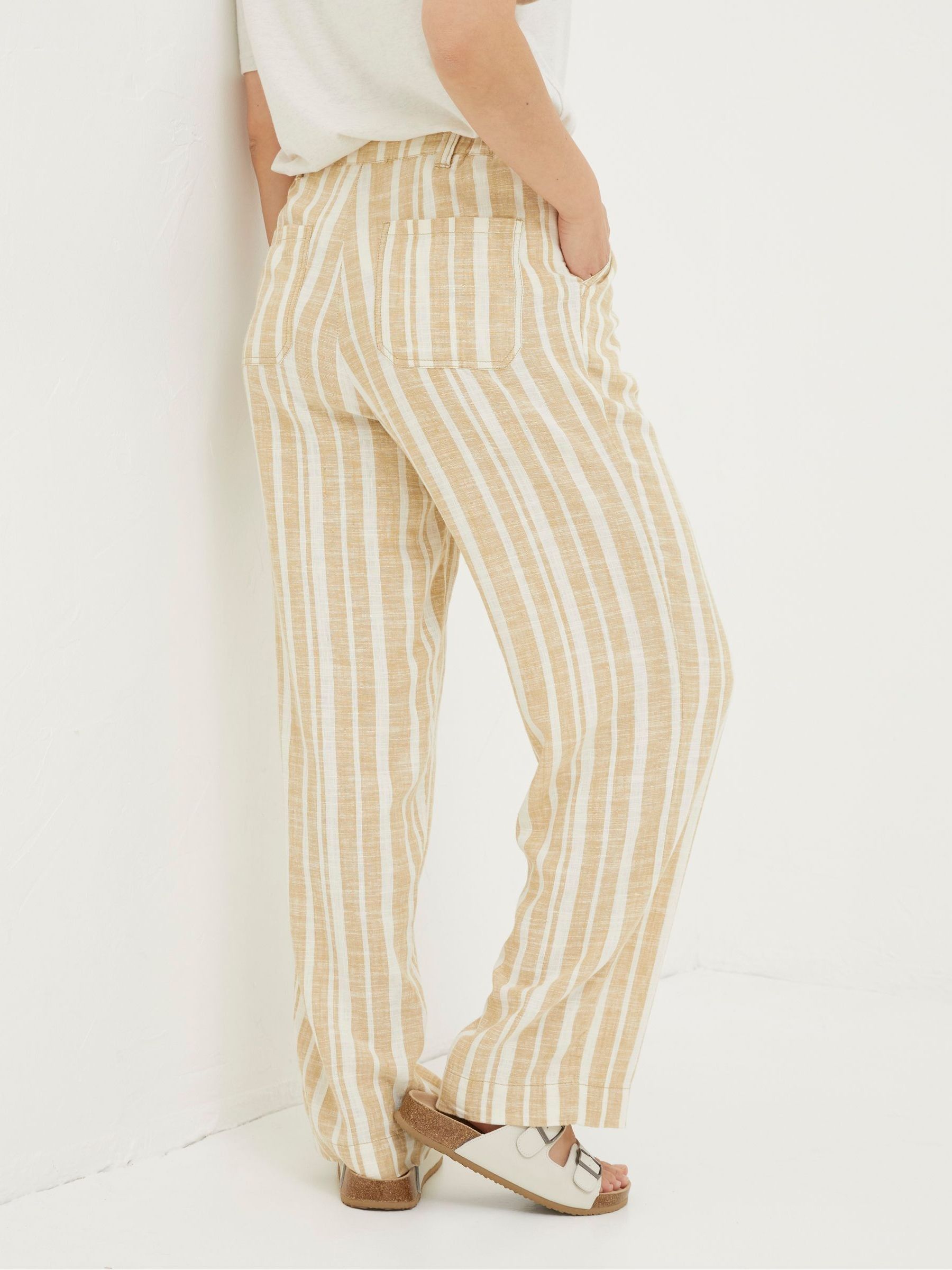 Pendeen Natural Linen Blend Stripe Trousers - Image 6 of 9