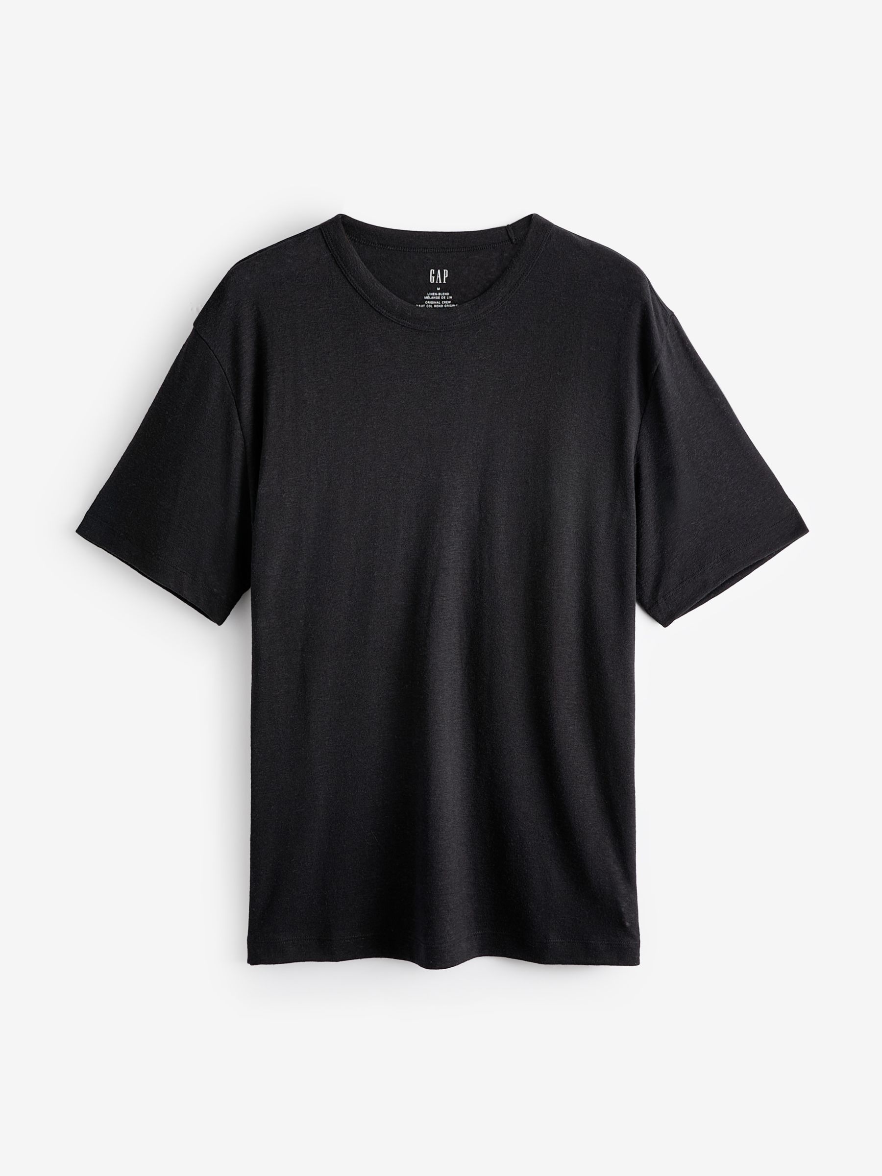 Black Linen Blend Short Sleeve T-Shirt - Image 1 of 3