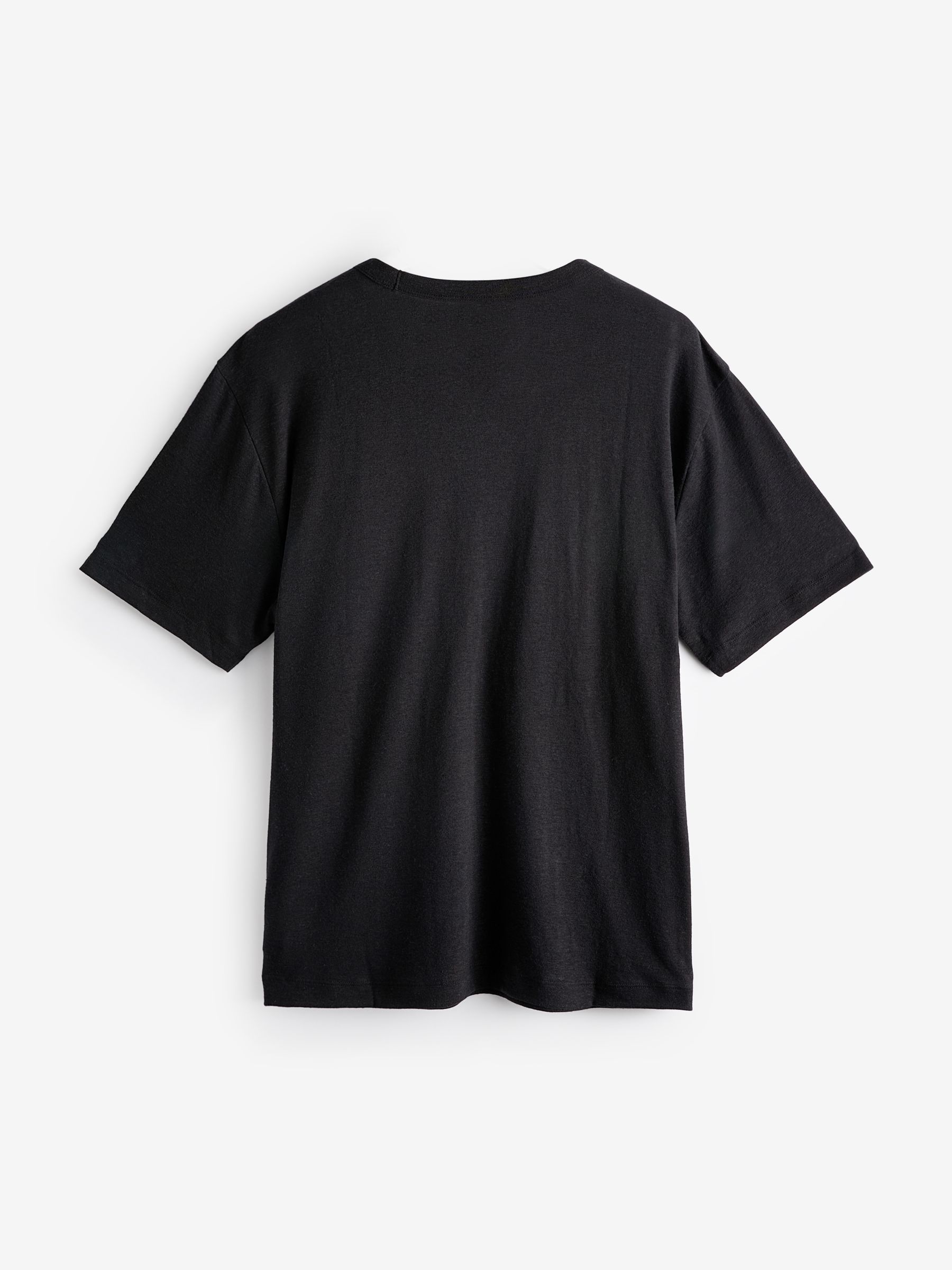 Black Linen Blend Short Sleeve T-Shirt - Image 2 of 3