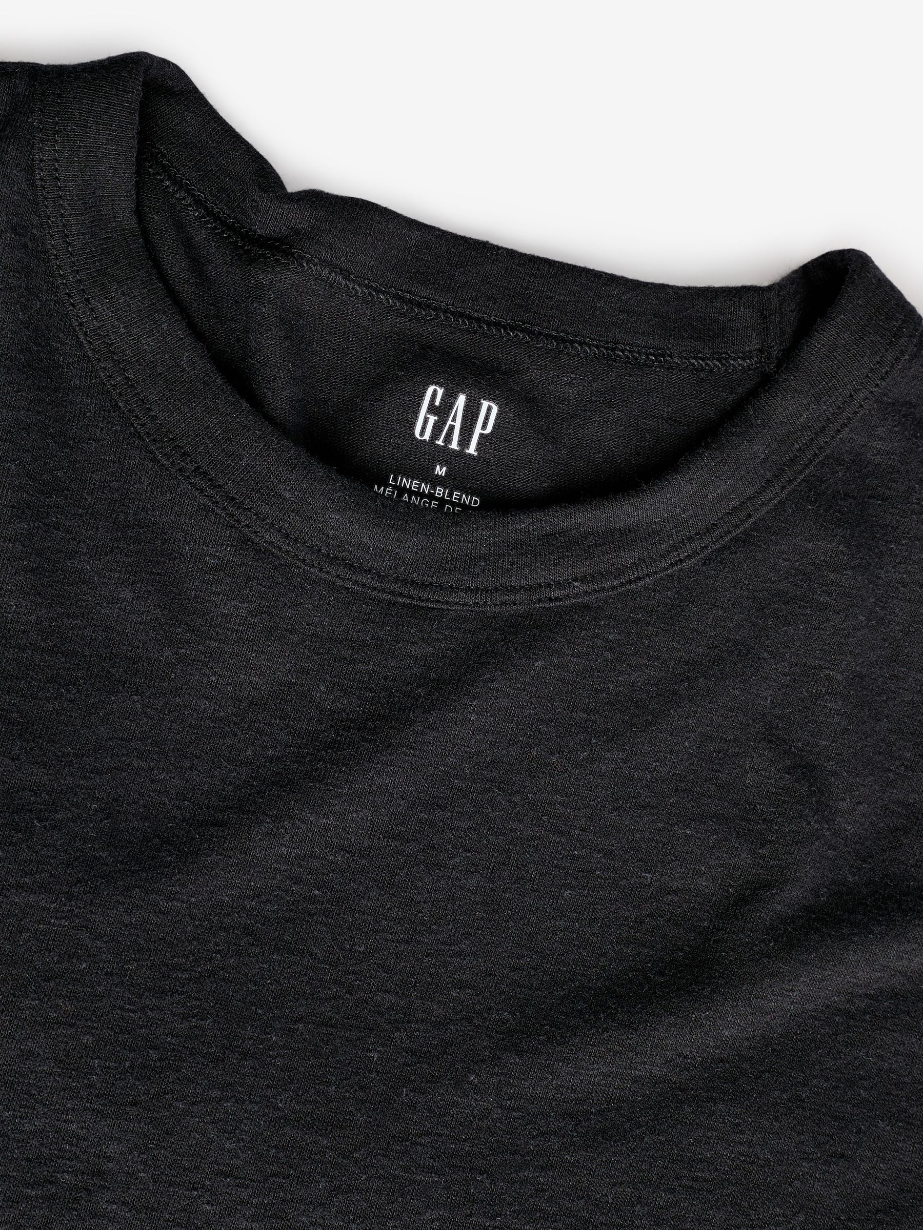 Black Linen Blend Short Sleeve T-Shirt - Image 3 of 3