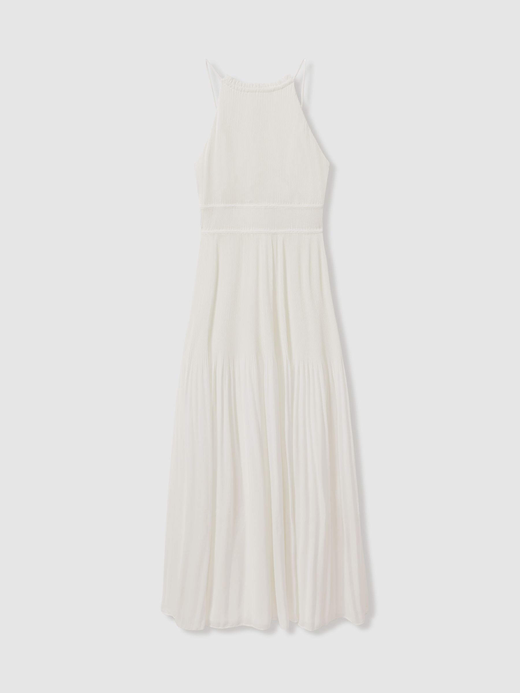 Garren Ivory Amur Plisse Halter Neck Maxi Dress - Image 2 of 5