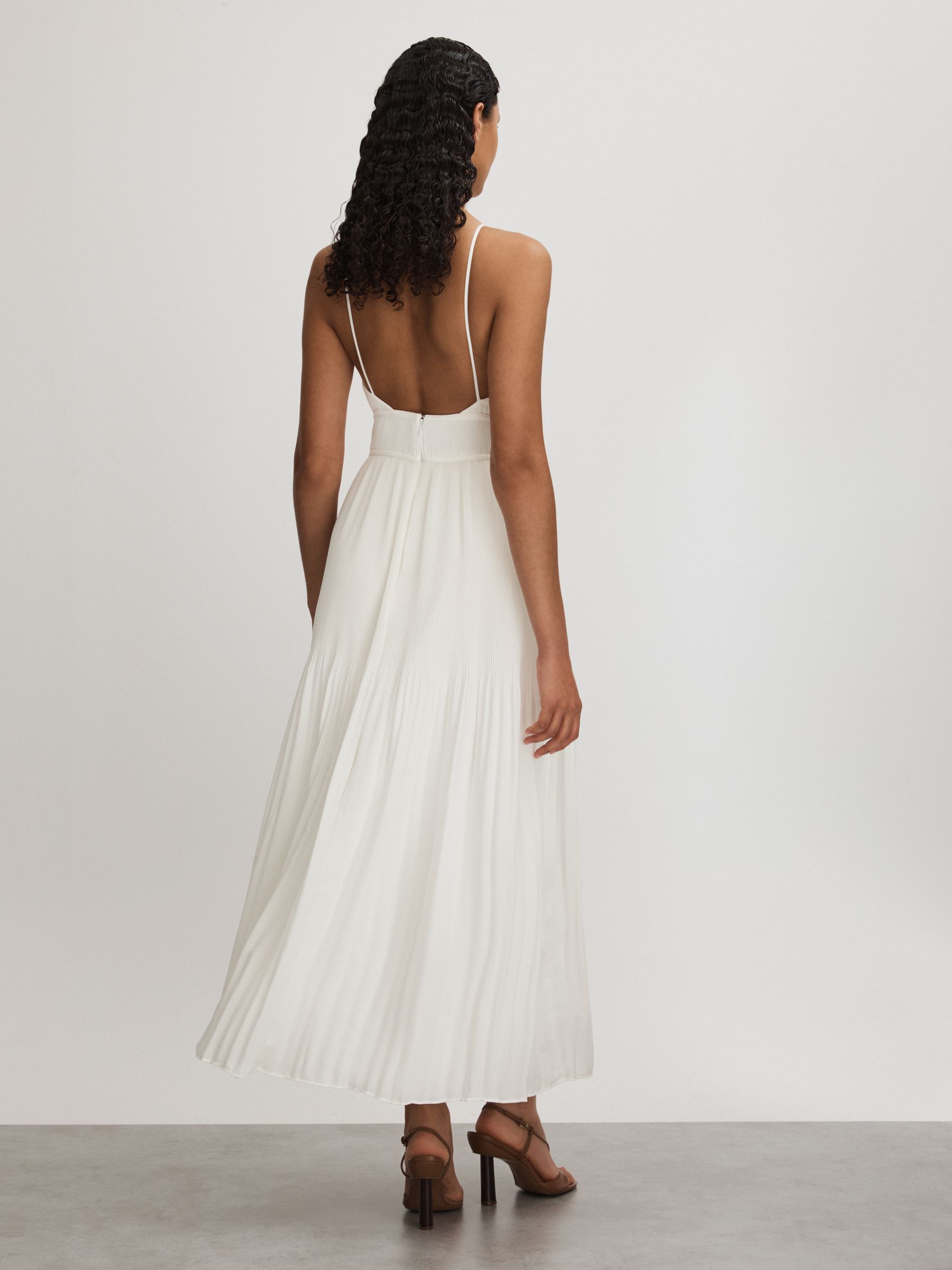 Garren Ivory Amur Plisse Halter Neck Maxi Dress - Image 4 of 5
